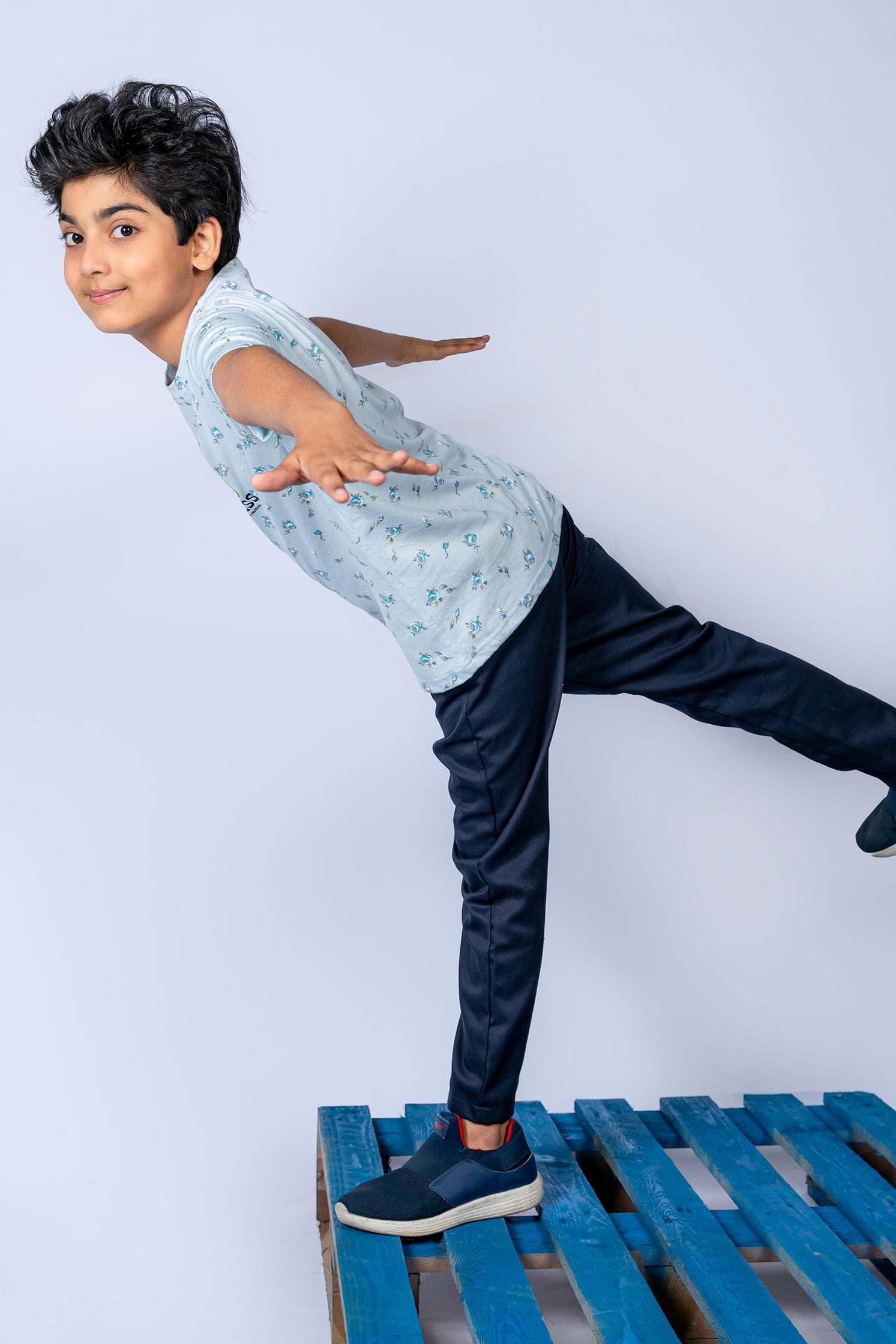 BOY'S T-SHIRT POWDER BLUE WITH "TREAT YOURSELF" PRINTING