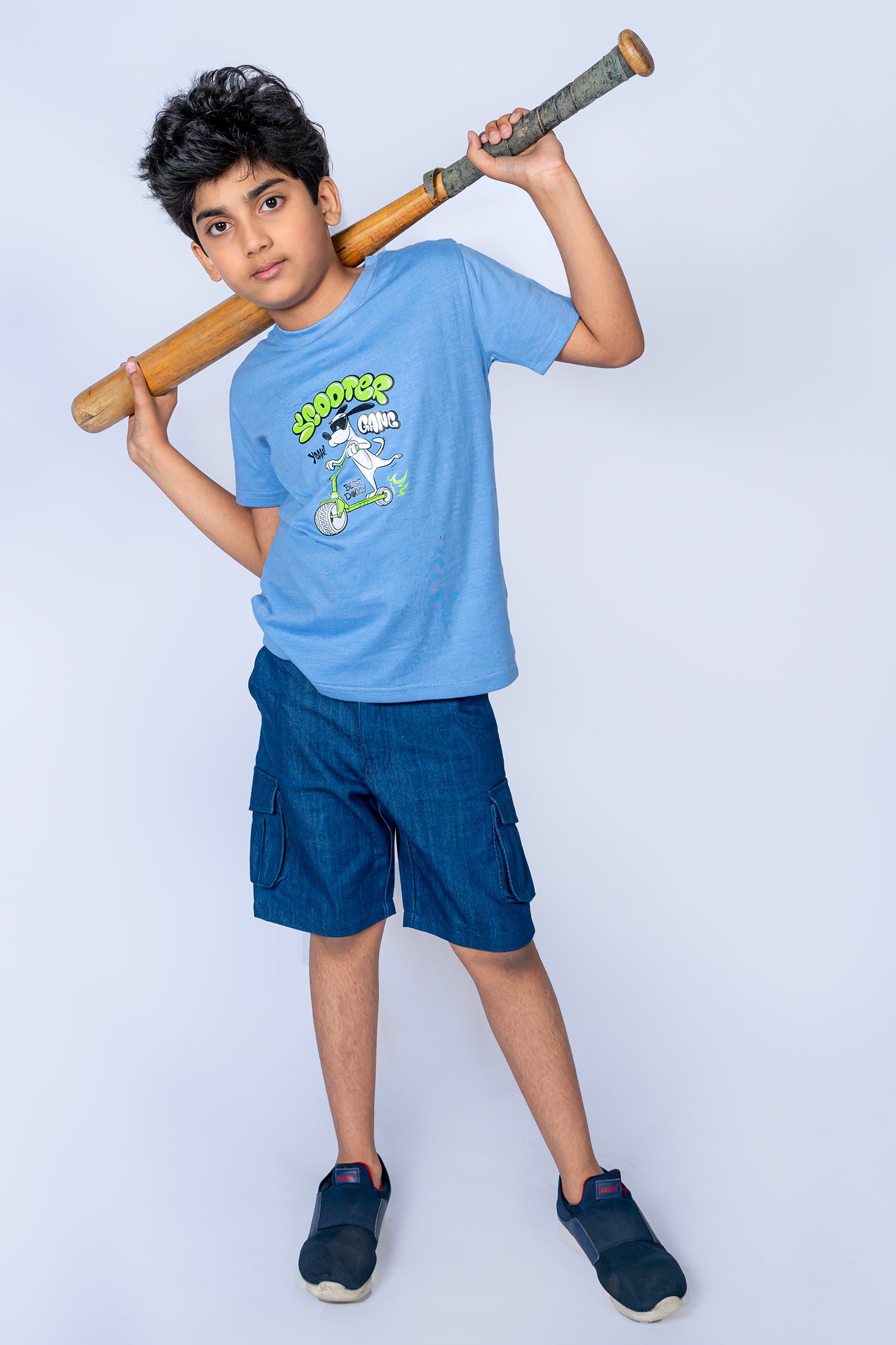 BOYS T-SHIRT NAVY WIHT FRONT "SCOOTER" PRINTING