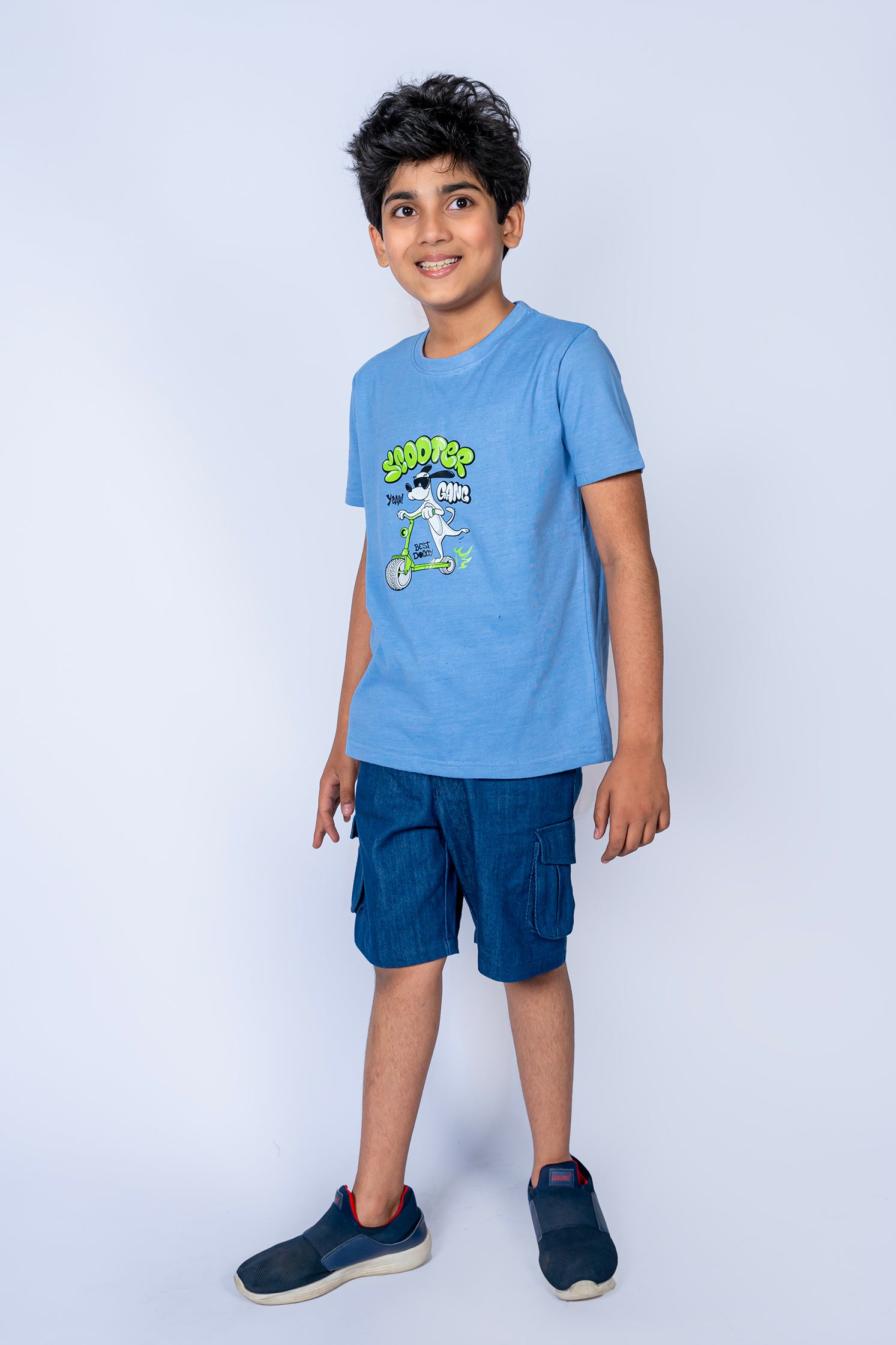 BOY'S T-SHIRT CEIL BLUE WIHT "SCOOTER" PRINTING