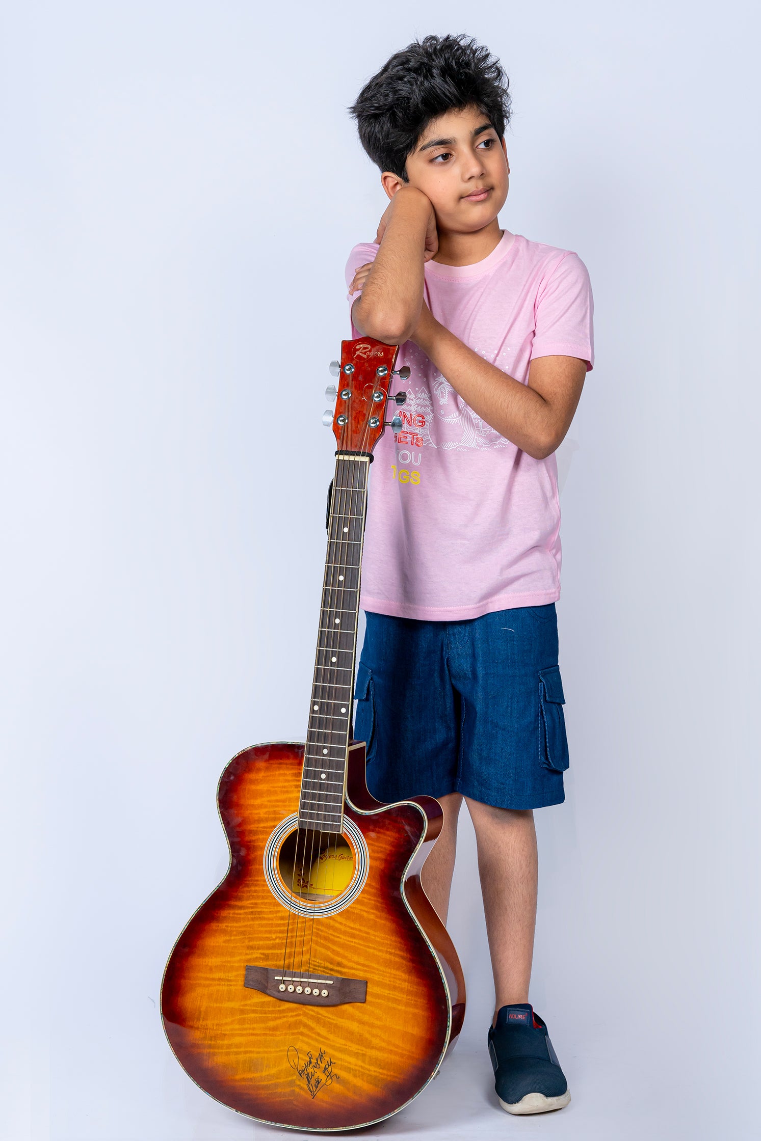 BOY'S T-SHIRT POWDER PINK WITH "CRYING GETS YOU THINK" PRINTING