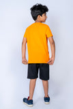 BOYS T-SHIRT ORANGE FRONT "HEY YEAH" PRINTING