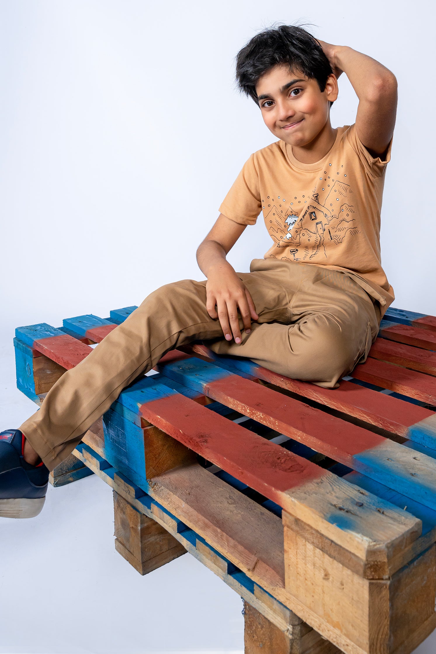 BOY'S T-SHIRT CAMEL WITH "HOUSE"  PRINTING