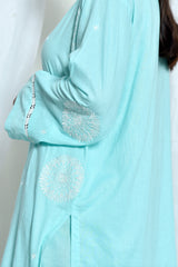 AZRA LADIES SUIT 2 PC TURQUOISE FRONT EMBROIDERY