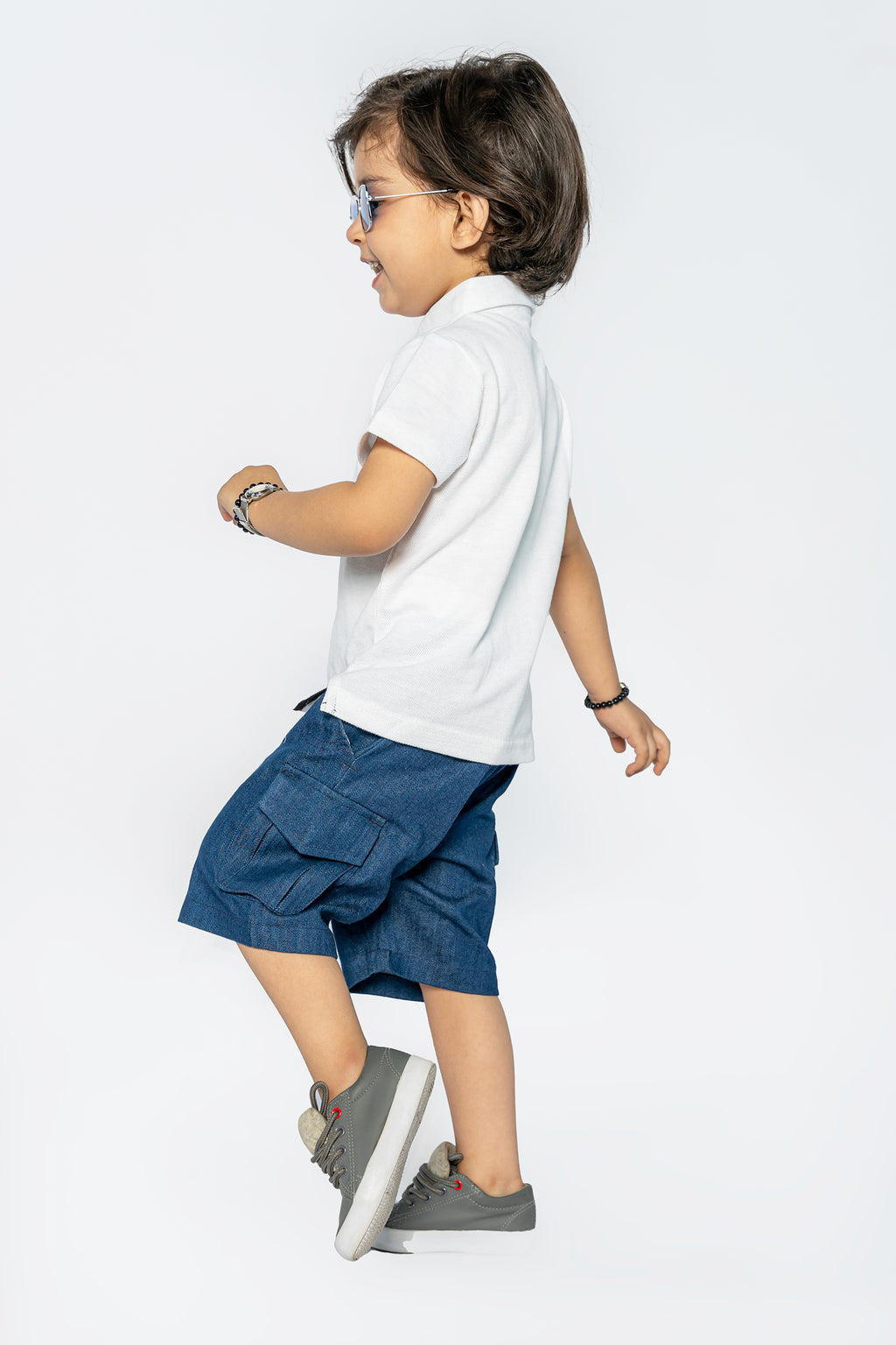 KID'S POLO WHITE ALL OVER EMBROIDERY