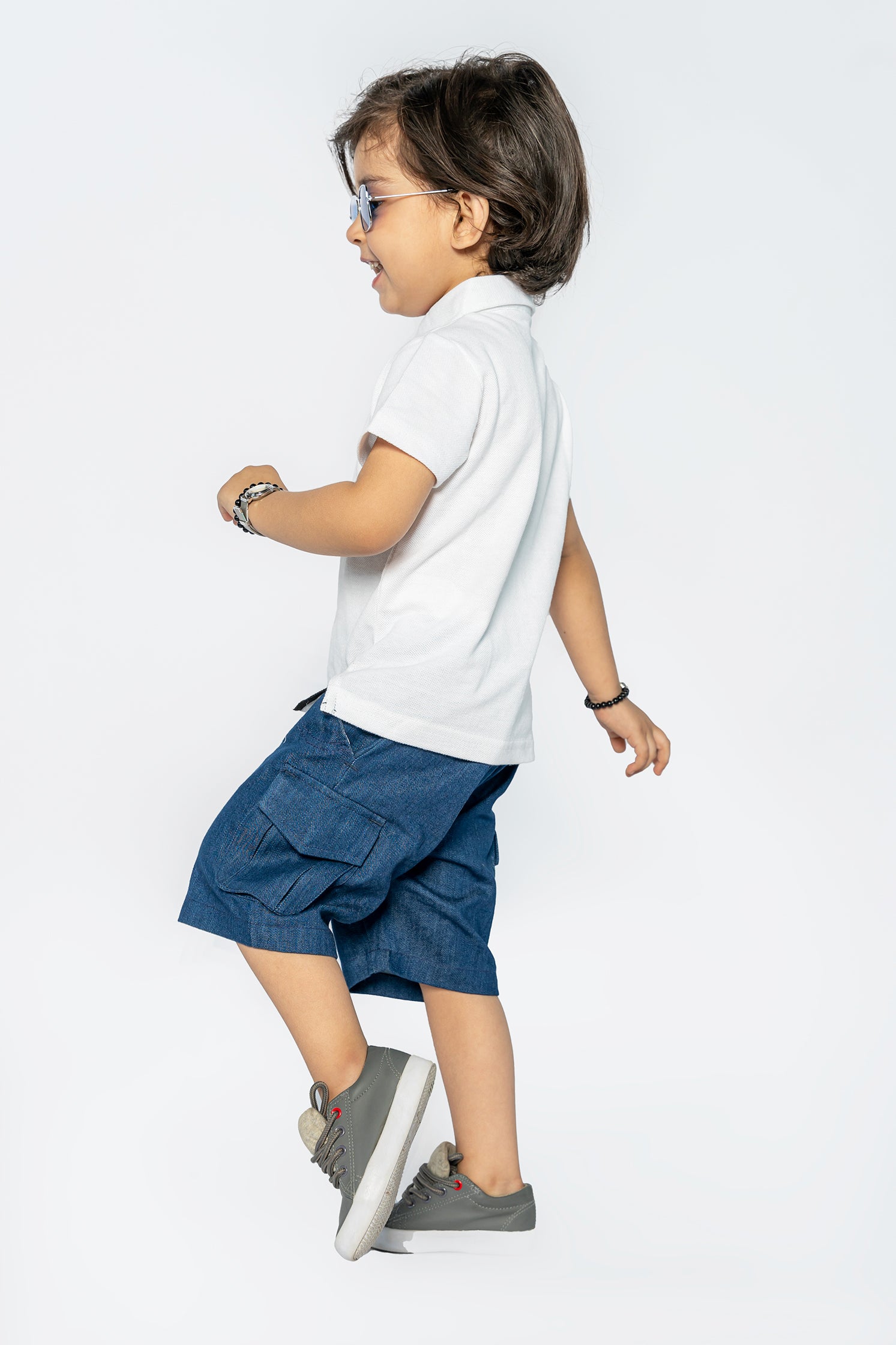 KID'S POLO WHITE ALL OVER EMBROIDERY