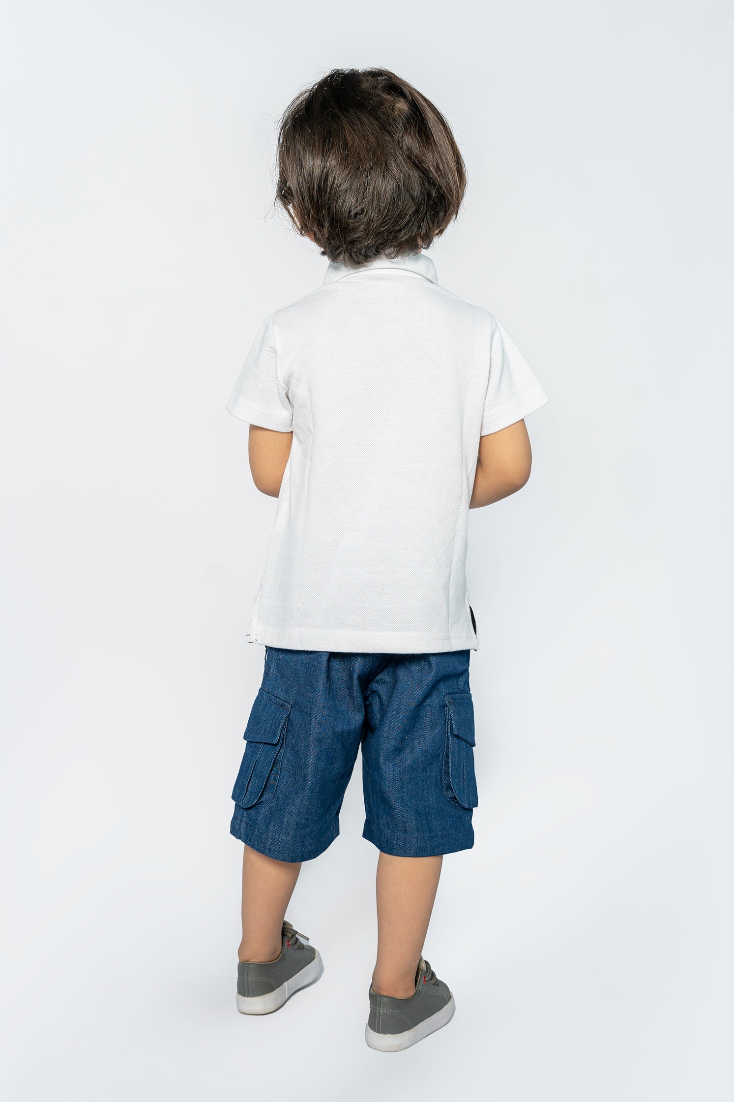 KID'S POLO WHITE ALL OVER EMBROIDERY