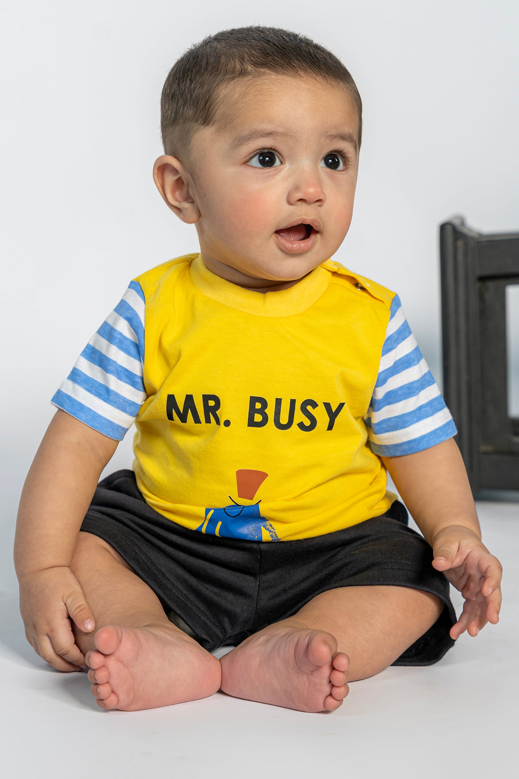 UNISEX BABY T-SHIRT FRONT "MR BUSY" PRINTING