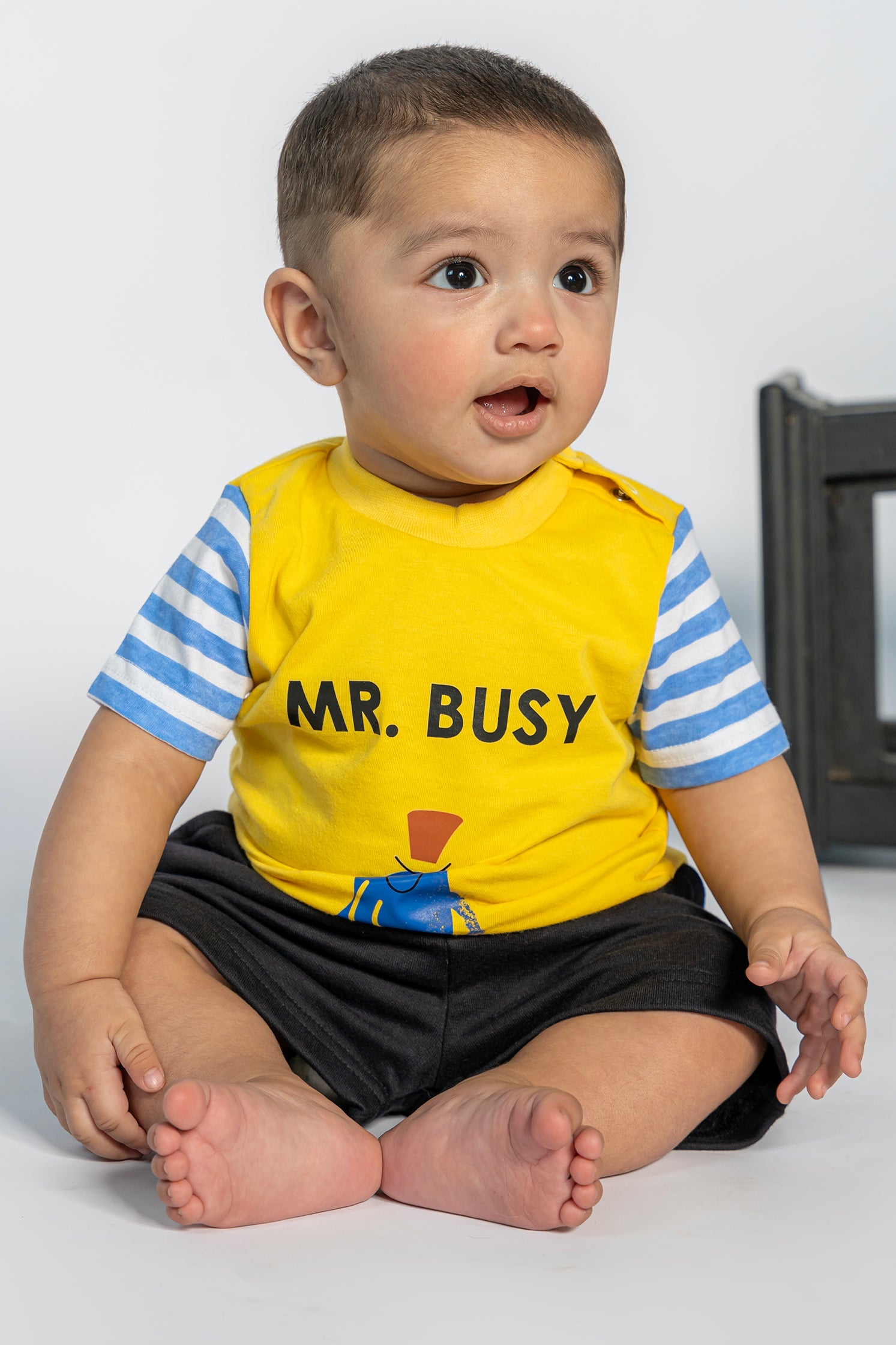 UNISEX BABY T-SHIRT FRONT "MR BUSY" PRINTING