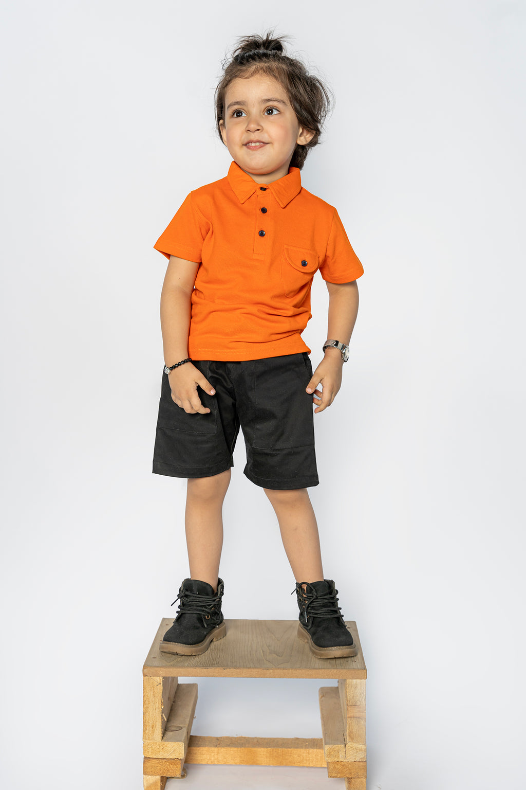 KID'S POLO ORANGE POCKET STYLE