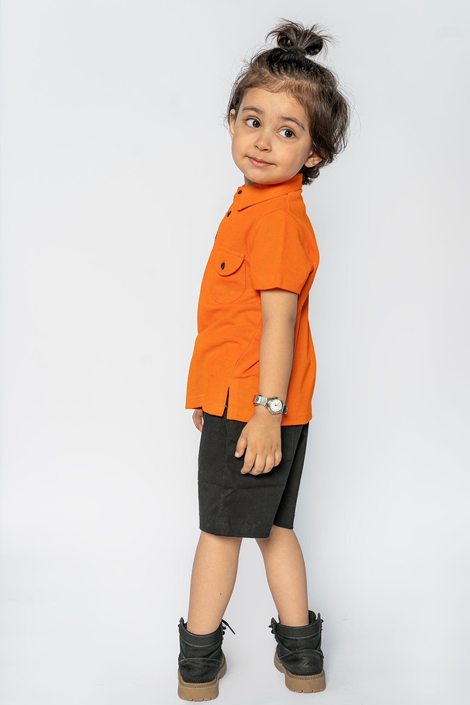 KID'S POLO ORANGE POCKET STYLE