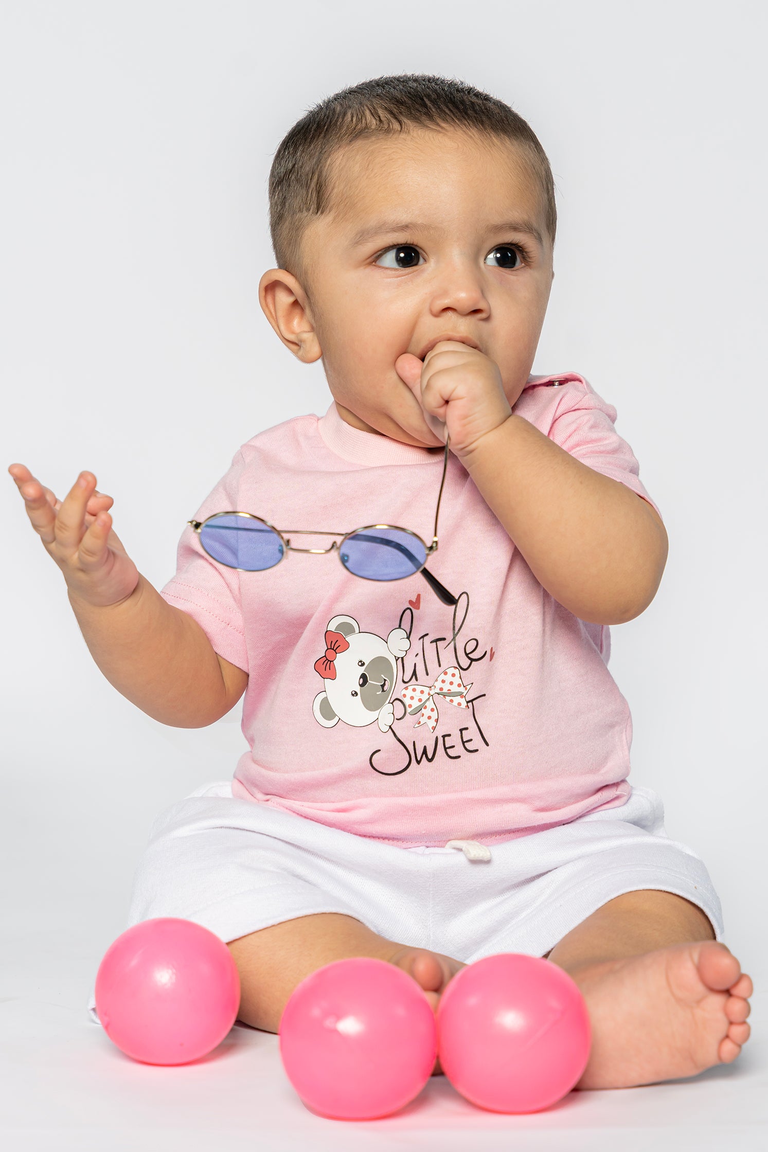 UNISEX BABY T-SHIRT CANDY PINK "LITTLE SWEET" PRINTING
