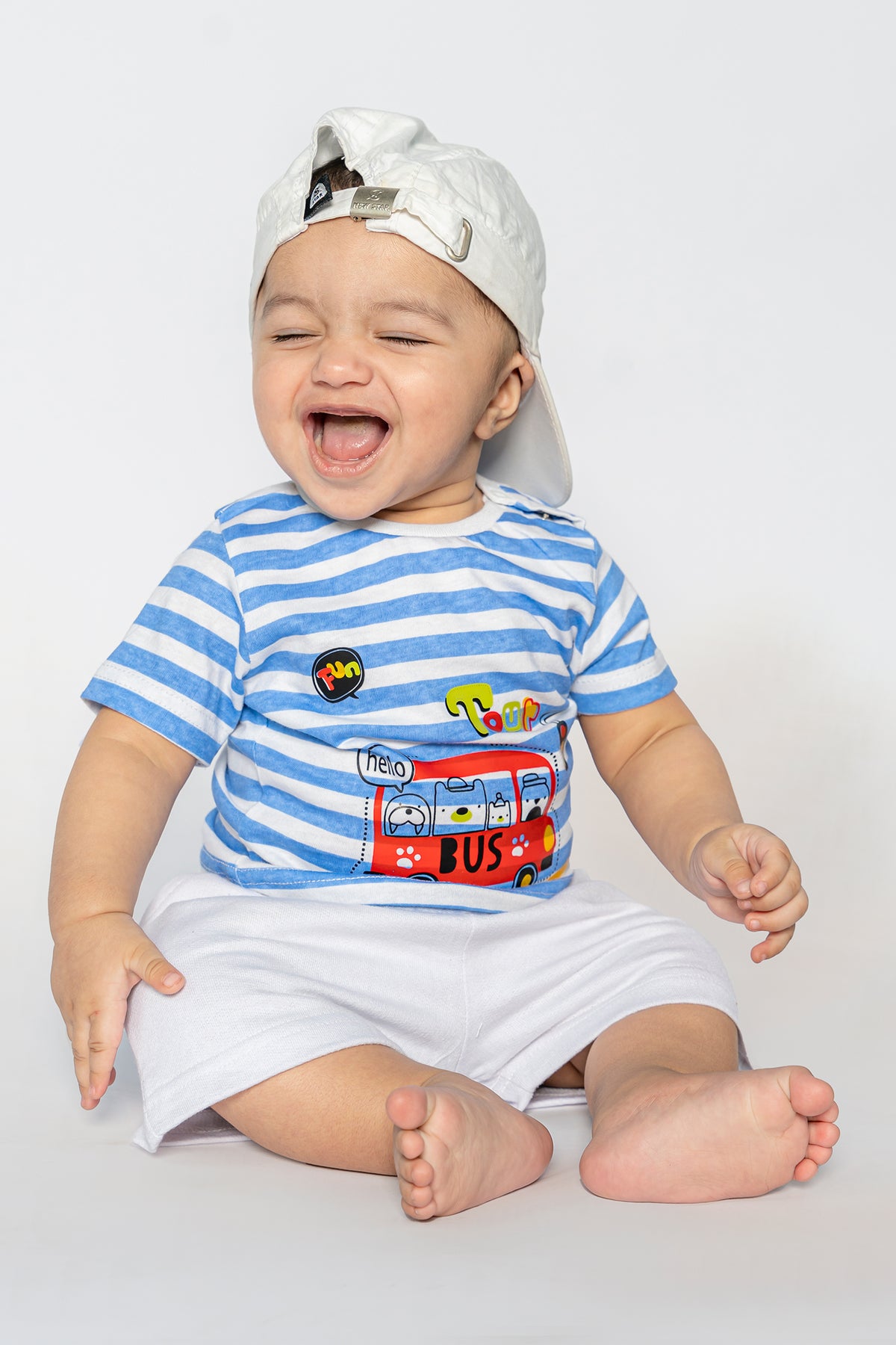 BABY T-SHIRT BLUE FRONT "BUS" PRINTING