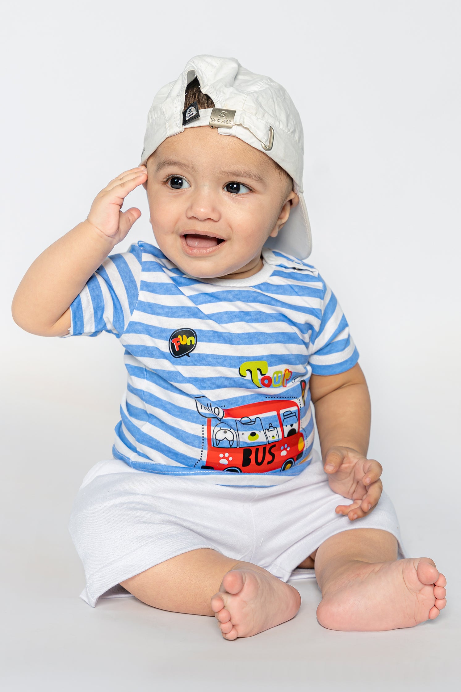 BABY T-SHIRT BLUE FRONT "BUS" PRINTING