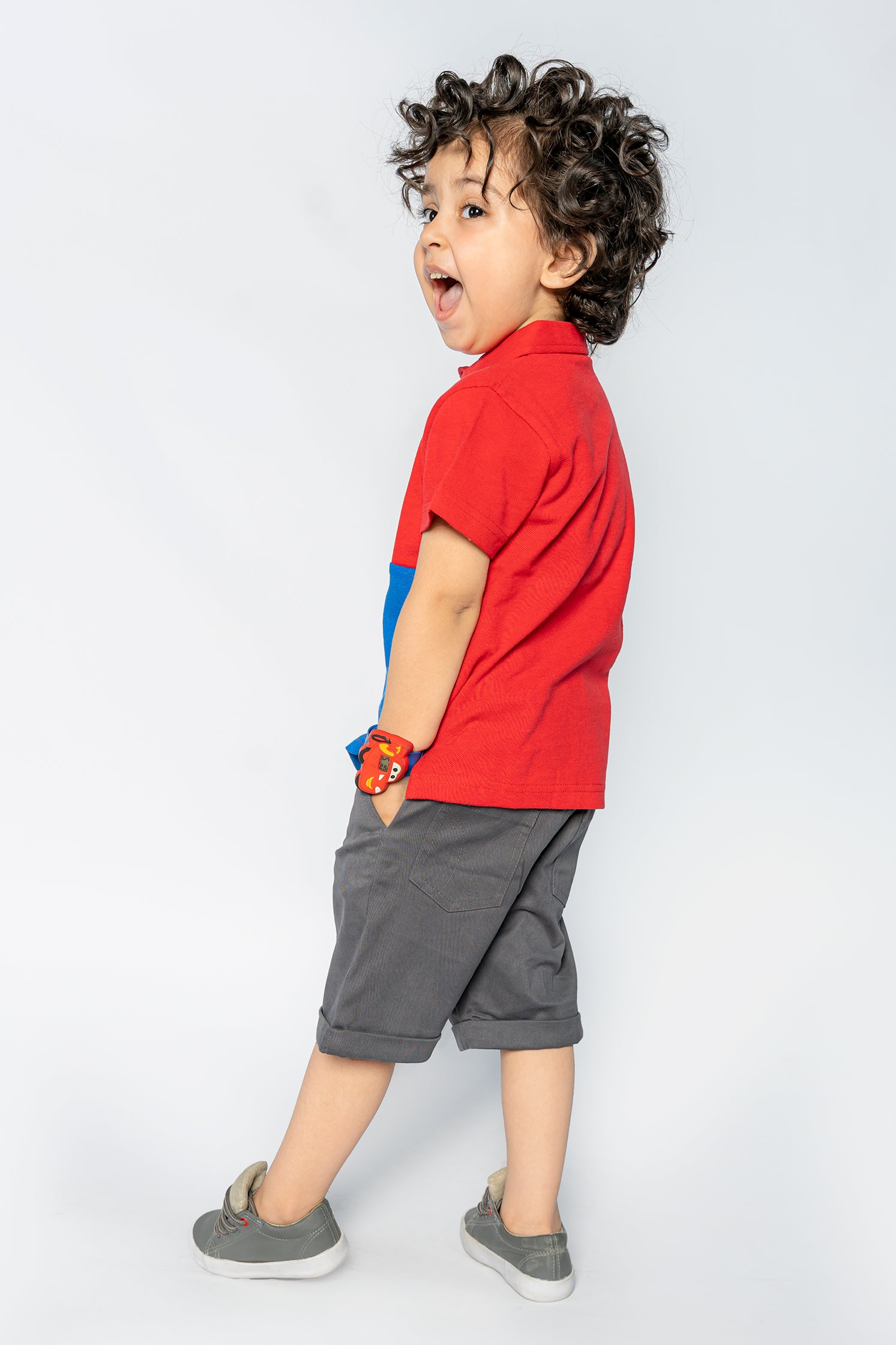 KID'S POLO RED AND BLUE FRONT EMBROIDERY