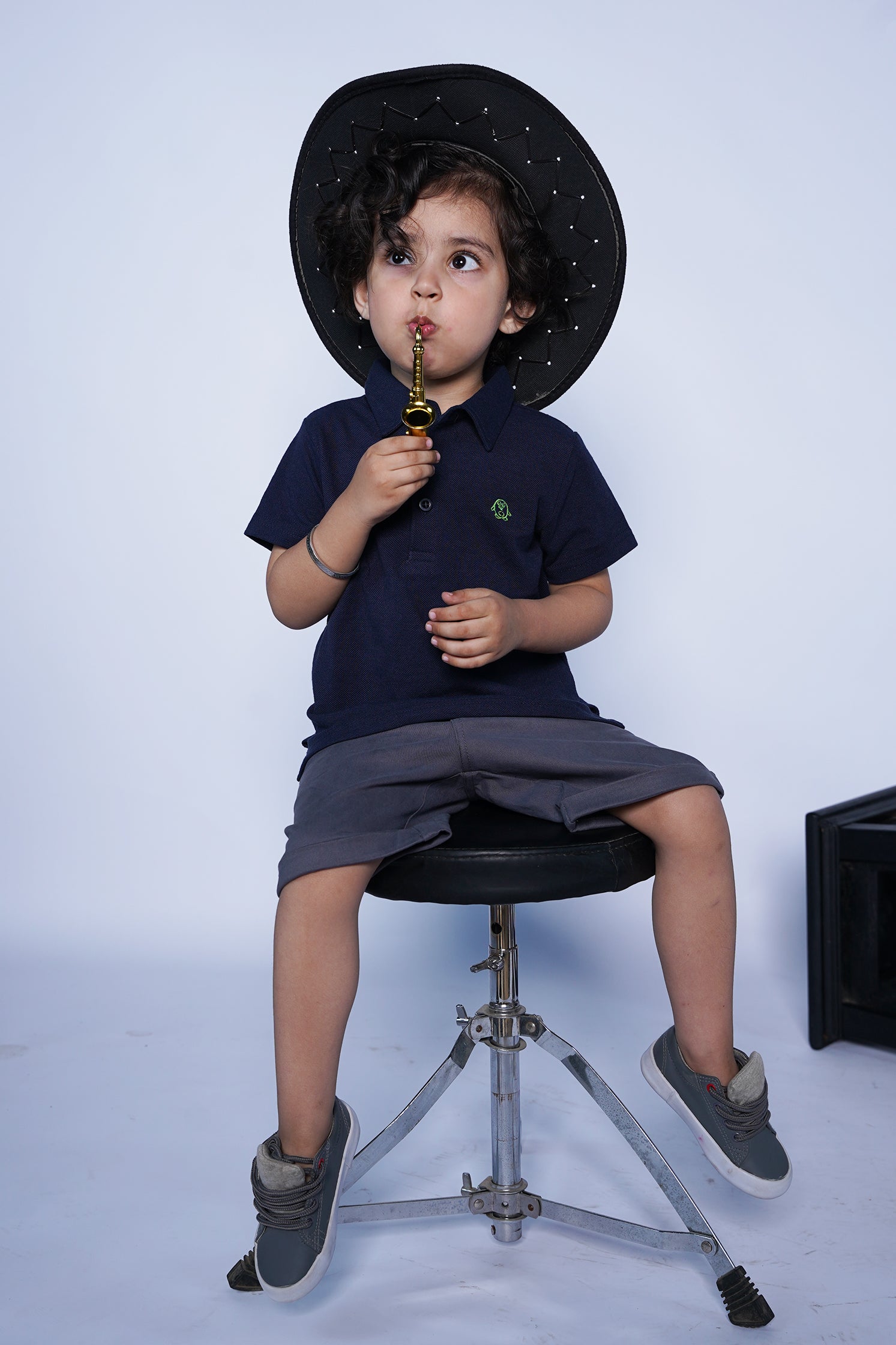 KID'S POLO BLUE FRONT EMBROIDERY