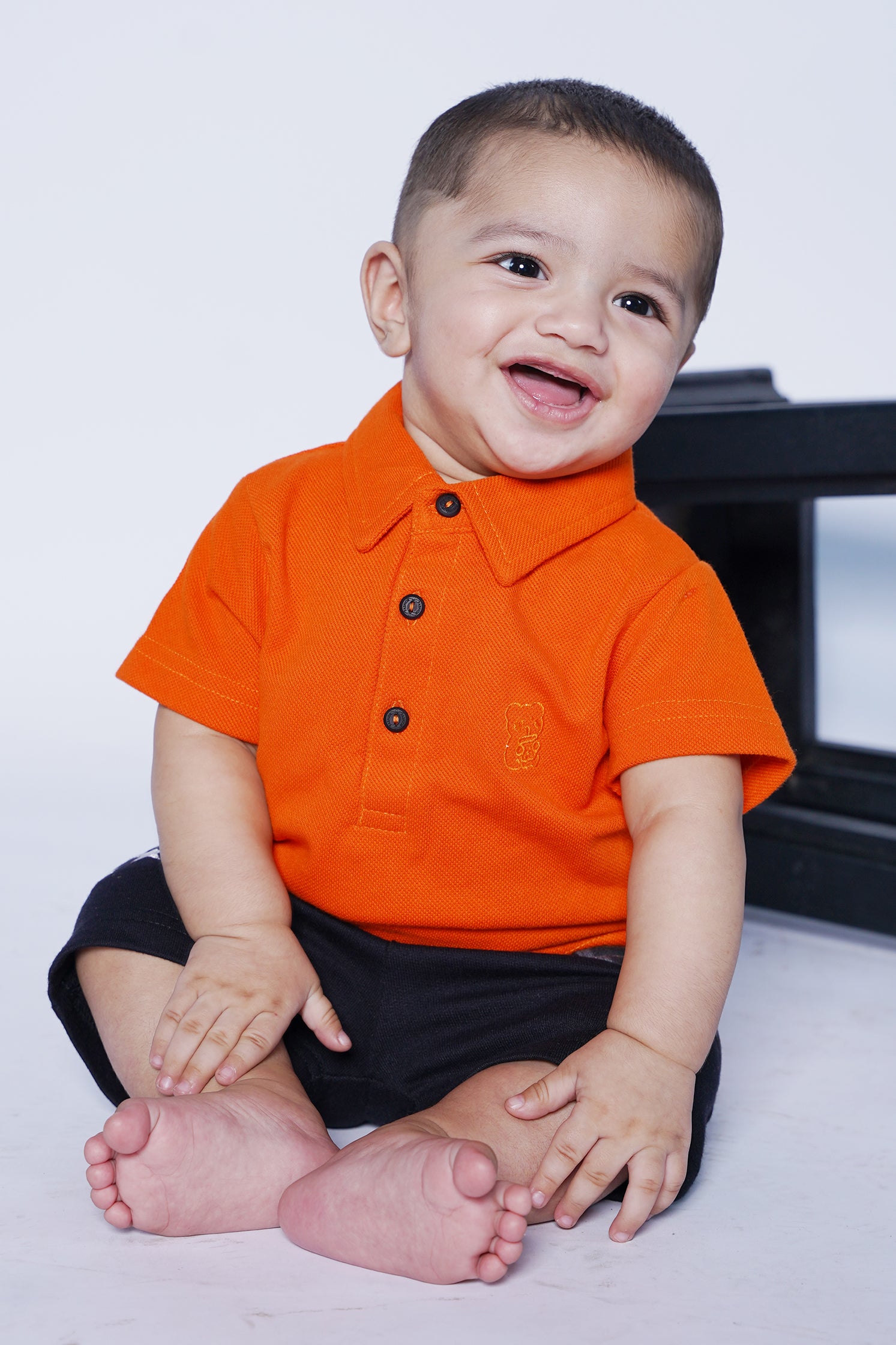 UNISEX BABY POLO ORANGE WITH EMBROIDERY
