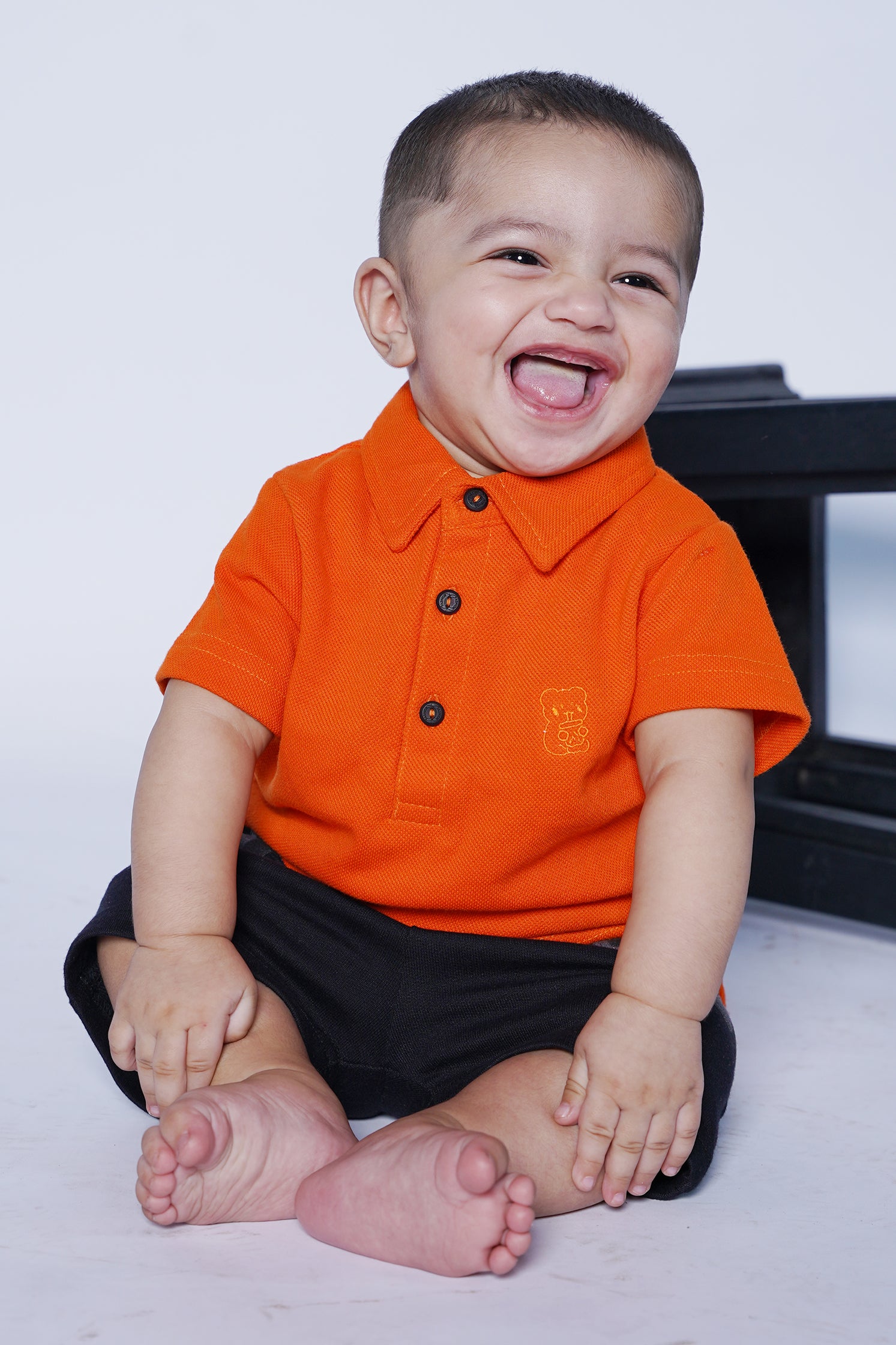 UNISEX BABY POLO ORANGE WITH EMBROIDERY