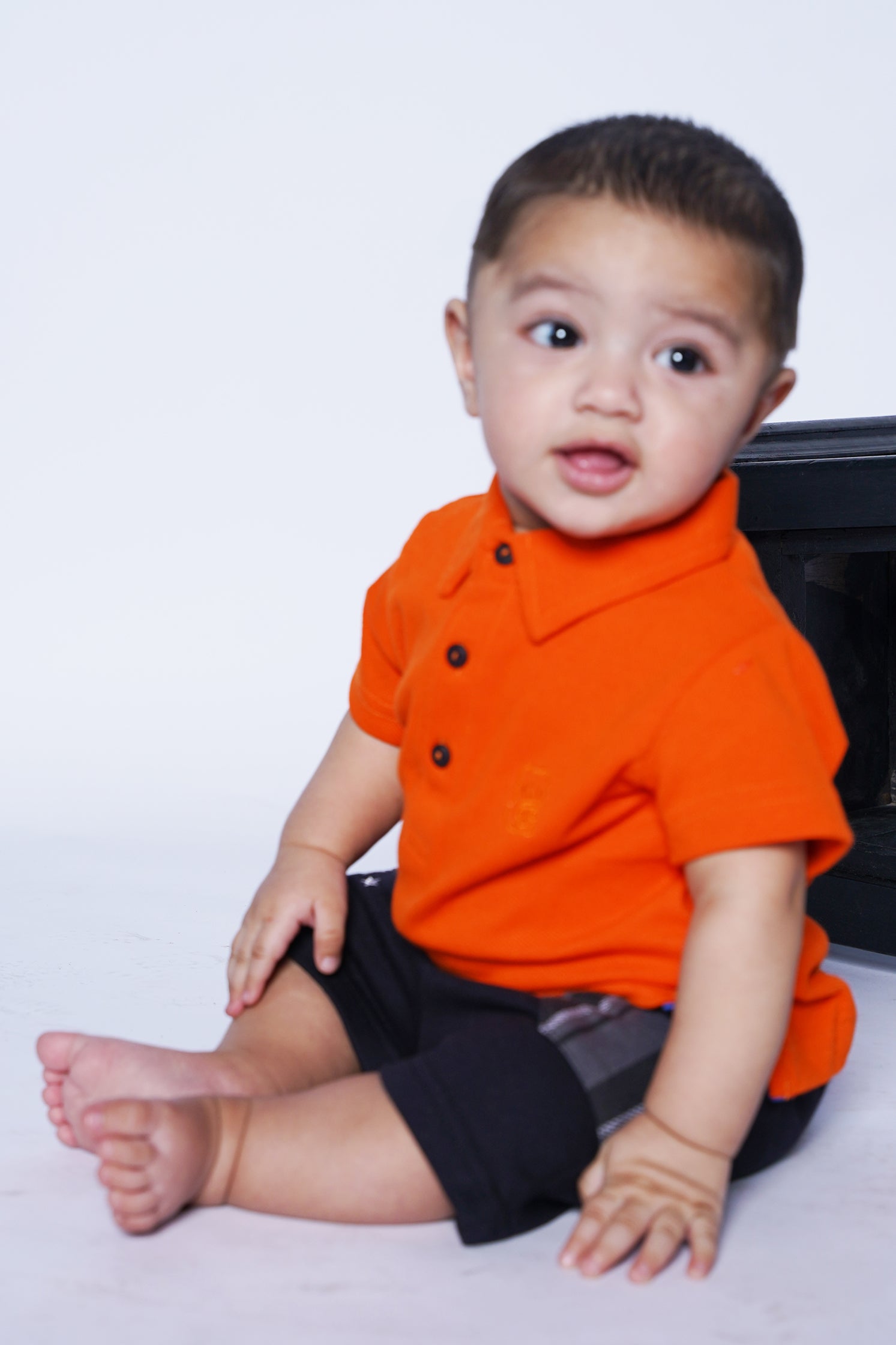 UNISEX BABY POLO ORANGE WITH EMBROIDERY