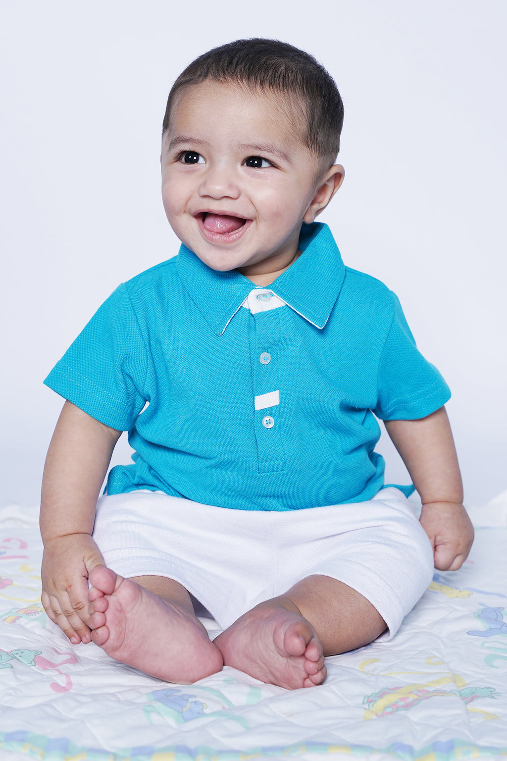 UNISEX BABY POLO BLUE WITH EMBROIDERY