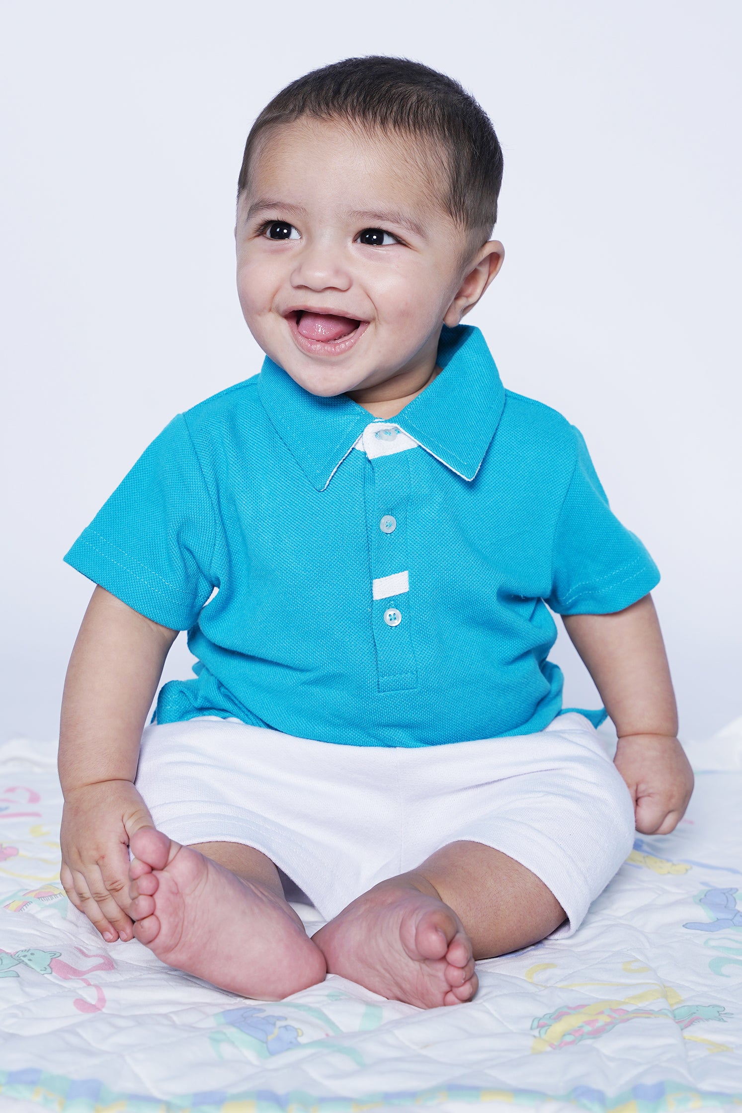 UNISEX BABY POLO BLUE WITH EMBROIDERY