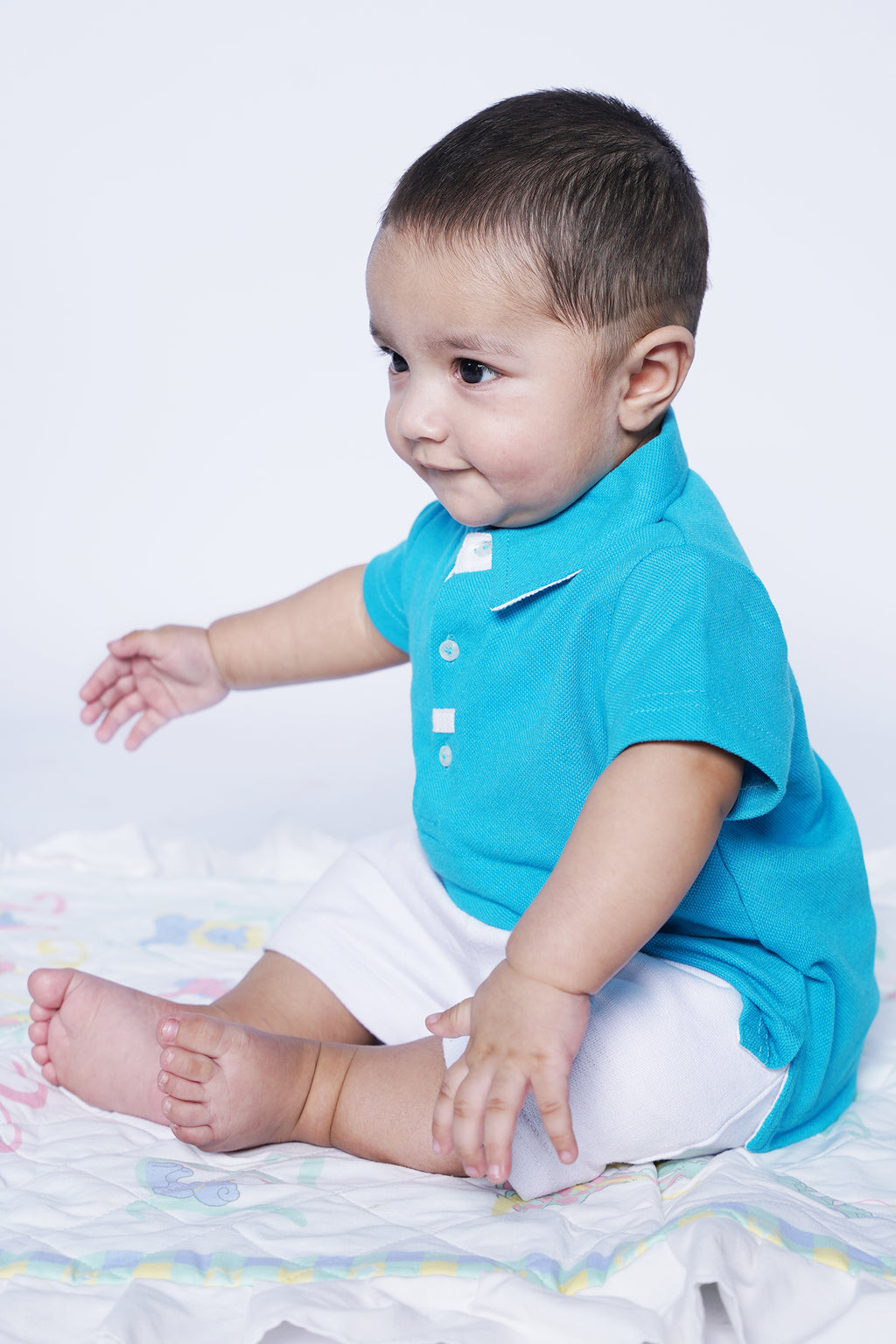 UNISEX BABY POLO BLUE WITH EMBROIDERY