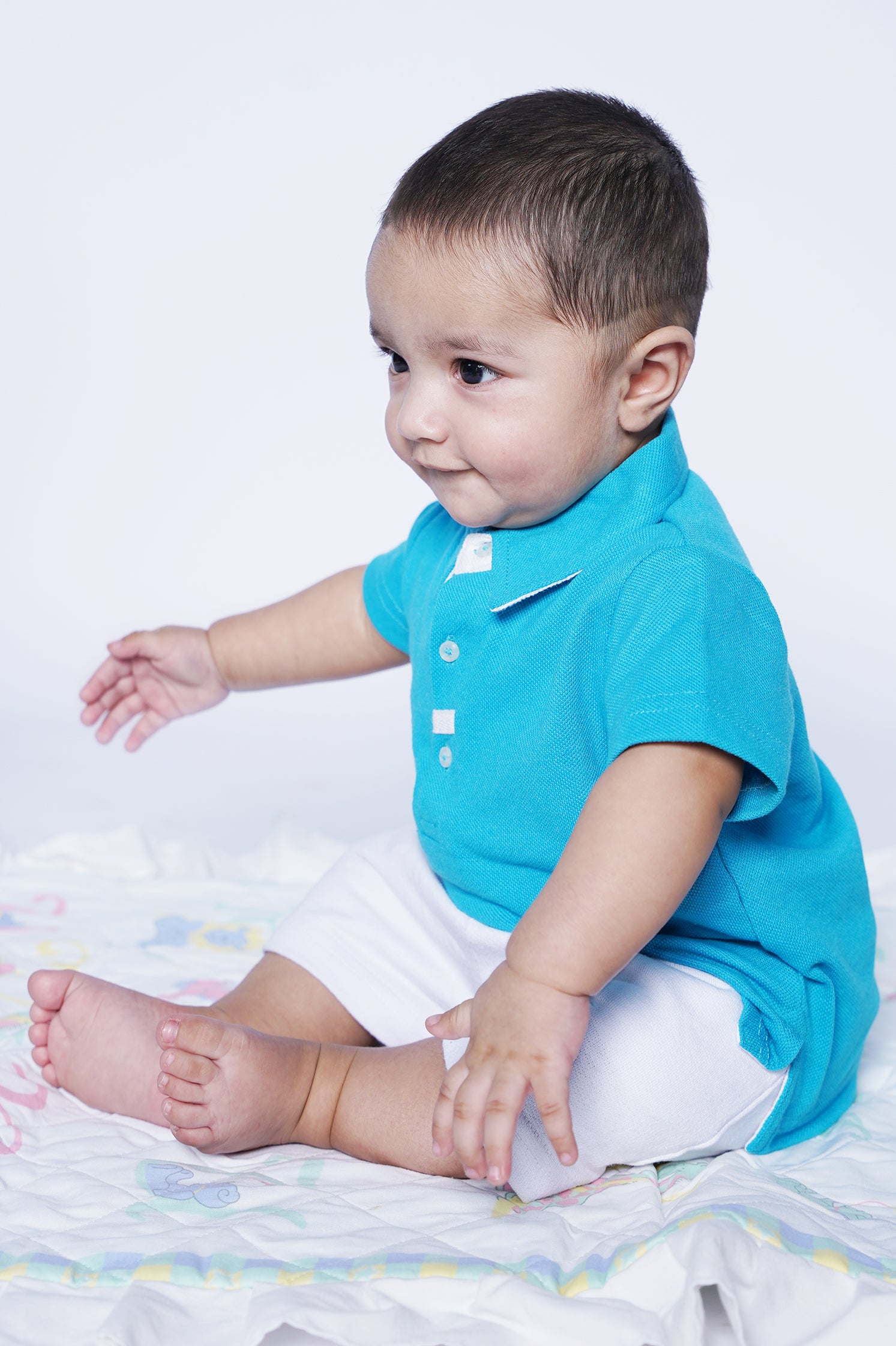 UNISEX BABY POLO BLUE WITH EMBROIDERY