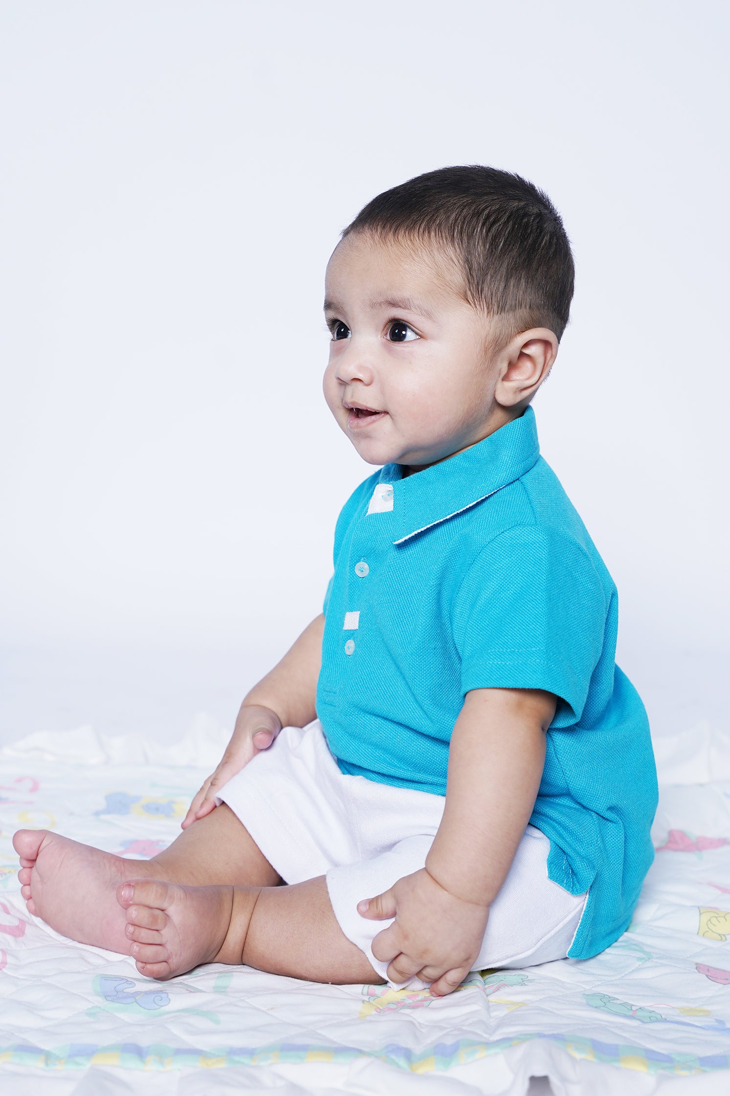 UNISEX BABY POLO BLUE WITH EMBROIDERY