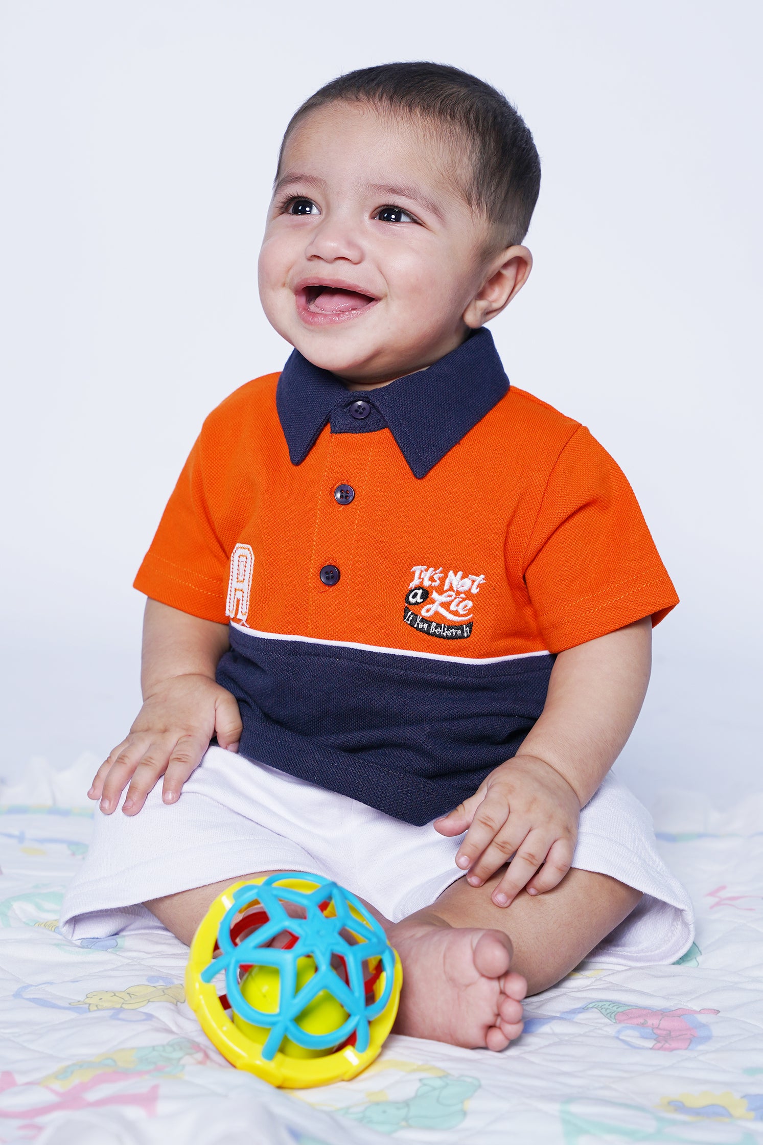UNISEX BABY POLO ORANGE AND BLUE