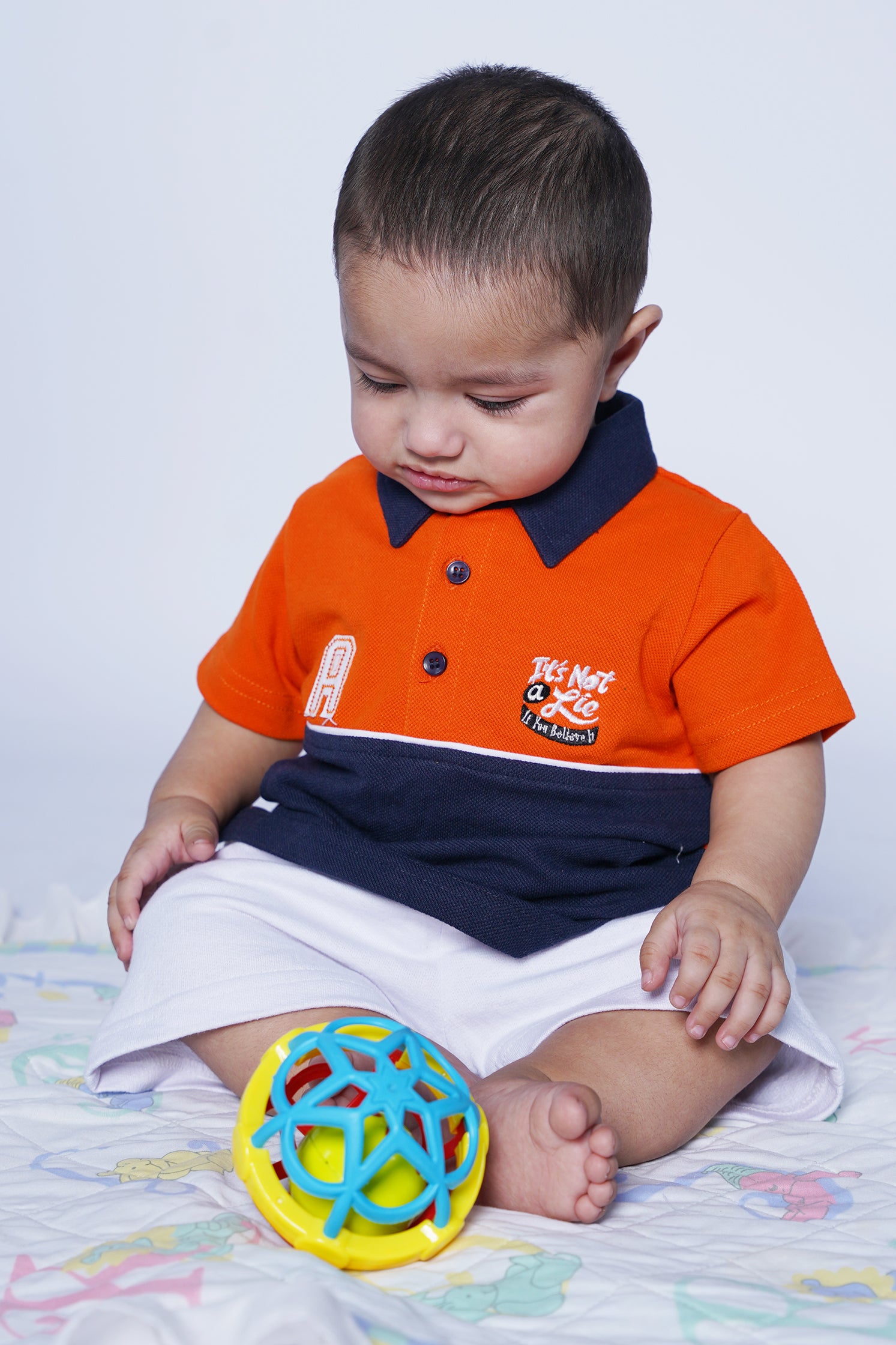 UNISEX BABY POLO ORANGE AND BLUE