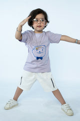 KIDS T-SHIRT PURPLE WITH BOW PRINTING