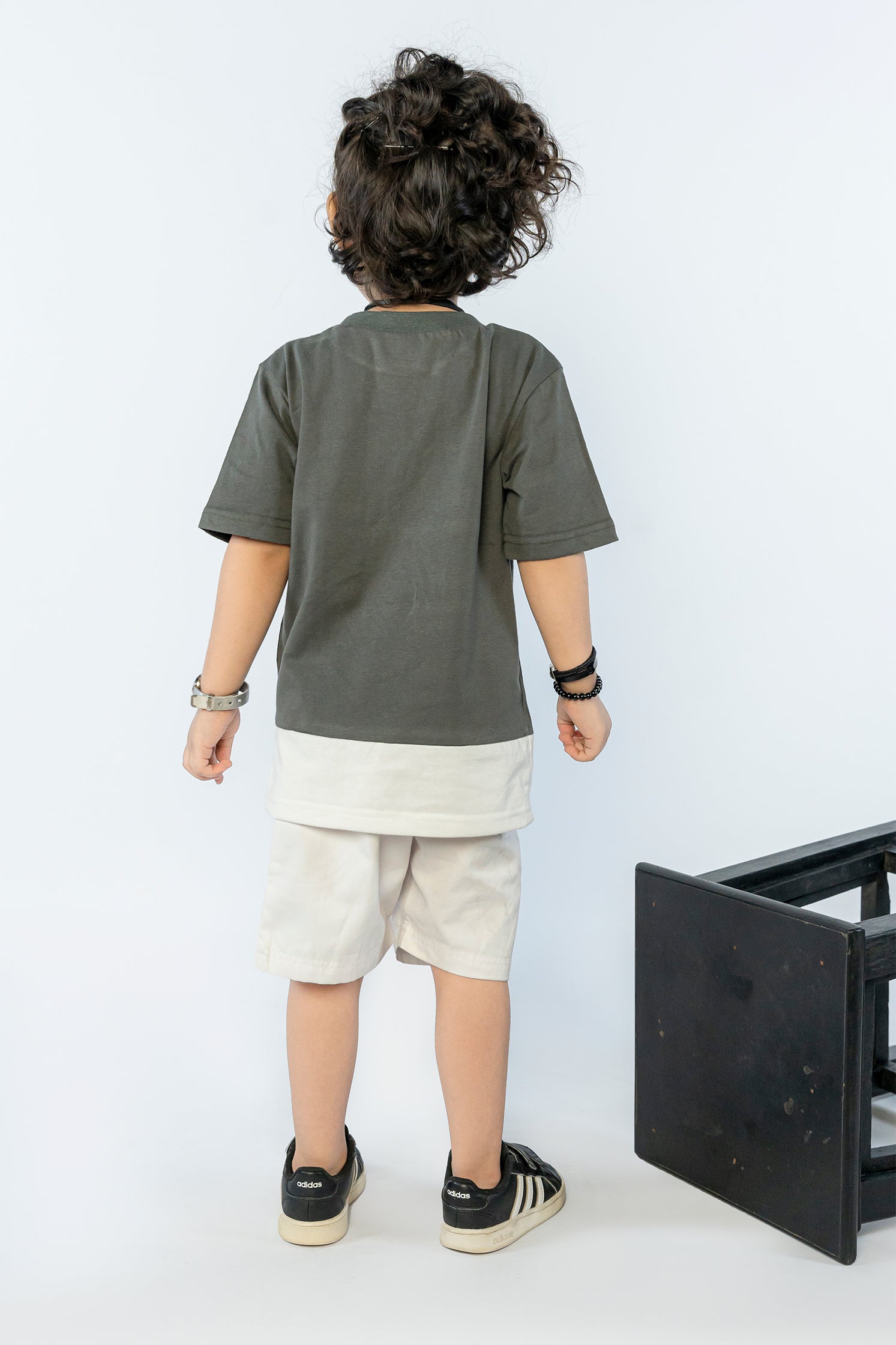 KID'S T-SHIRTS OLIVE GRAY WITH"ADVENTURE" PRINTING
