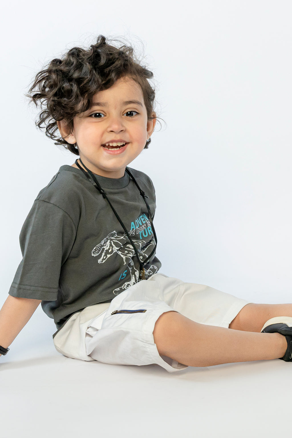 KID'S T-SHIRTS OLIVE GRAY WITH"ADVENTURE" PRINTING
