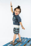 KIDS T-SHIRTS NAVY WITH FRONT "ADVENTURE" PRINTING