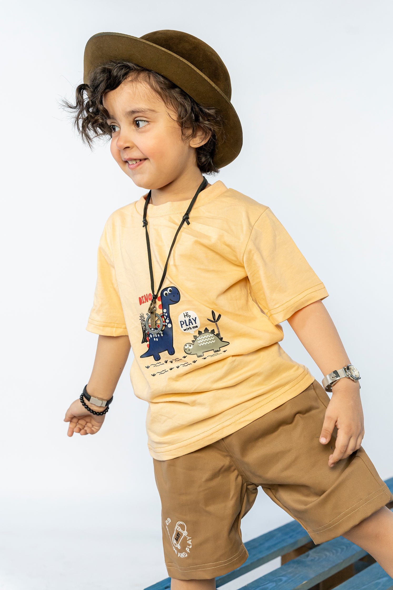 KID'S T-SHIRT CREAM WITH"DINO" PRINT