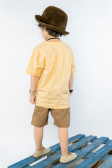 KIDS T-SHIRT CREAM WITH FRONT "DINO" PRINT
