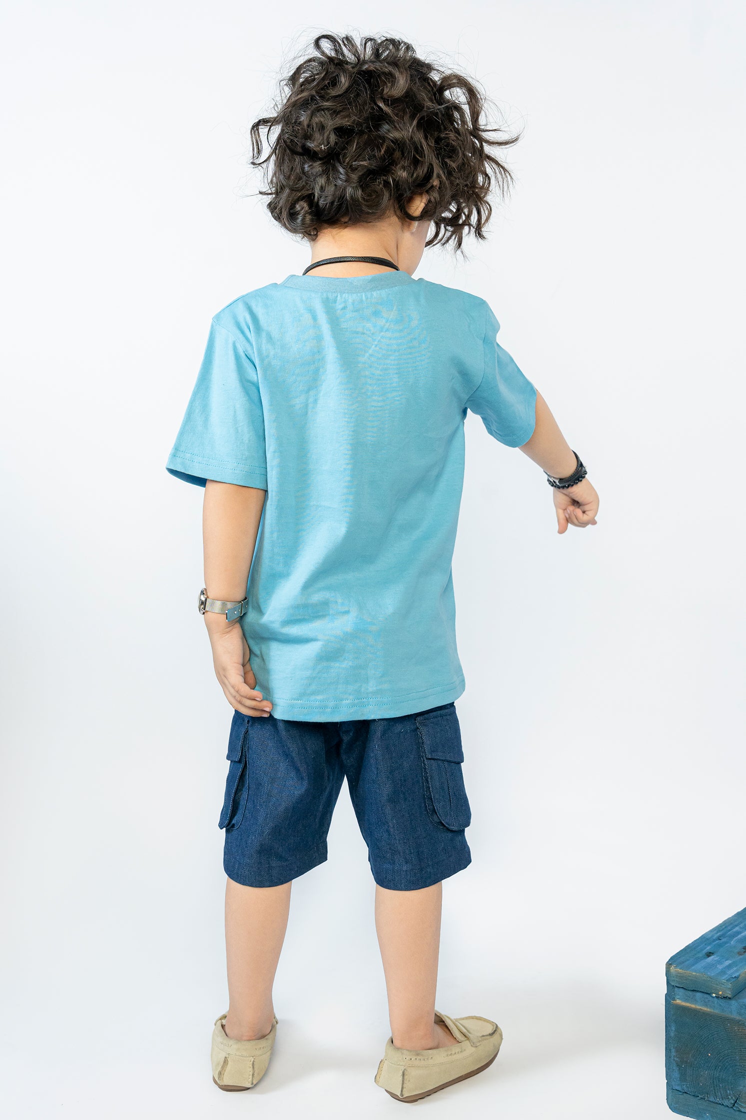 KID'S T-SHIRT CEIL BLUE WITH "TREAT YOURSELF" PRINTING