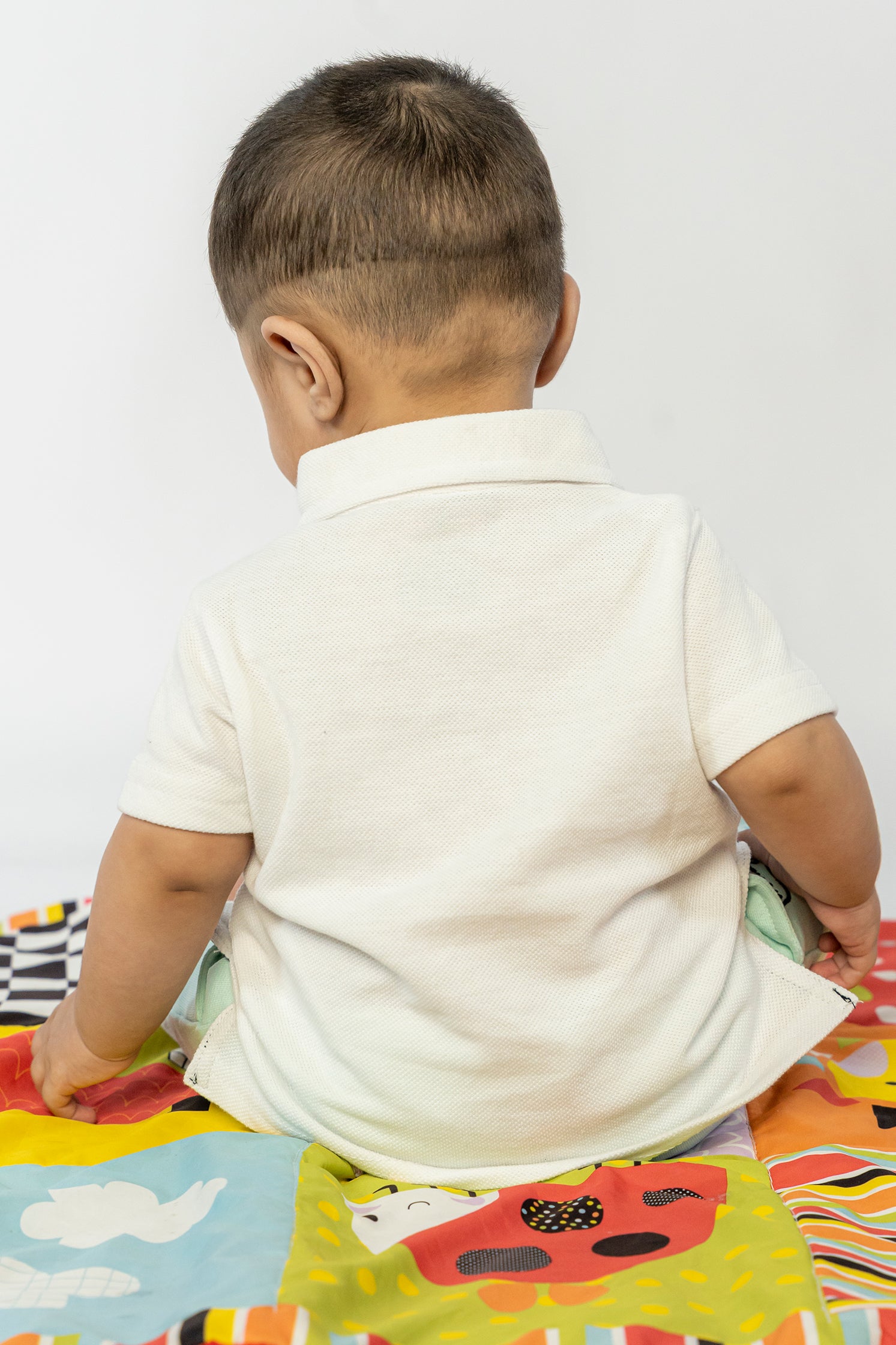 UNISEX BABY POLO WHITE WITH STAR EMBROIDERY