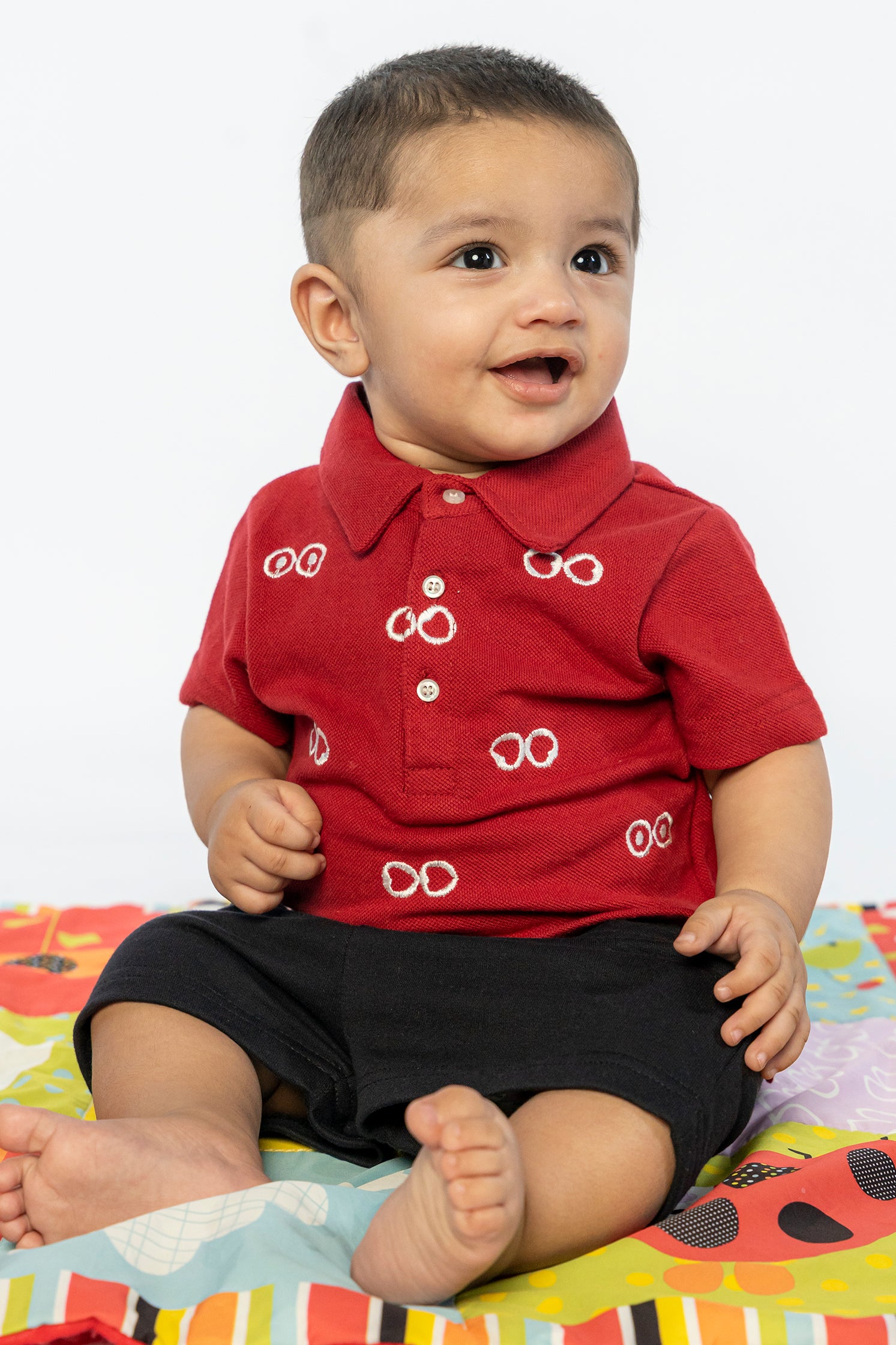 UNISEX BABY POLO MAROON WITH EMBROIDERY