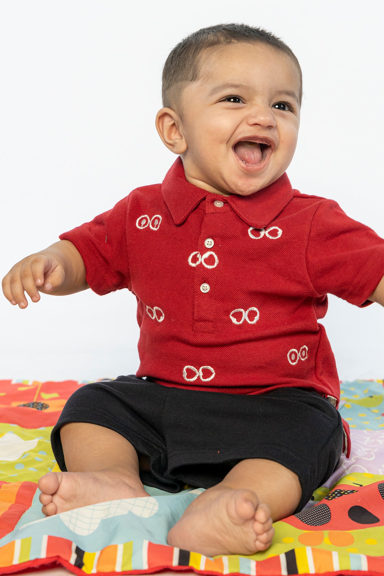 UNISEX BABY POLO MAROON WITH EMBROIDERY