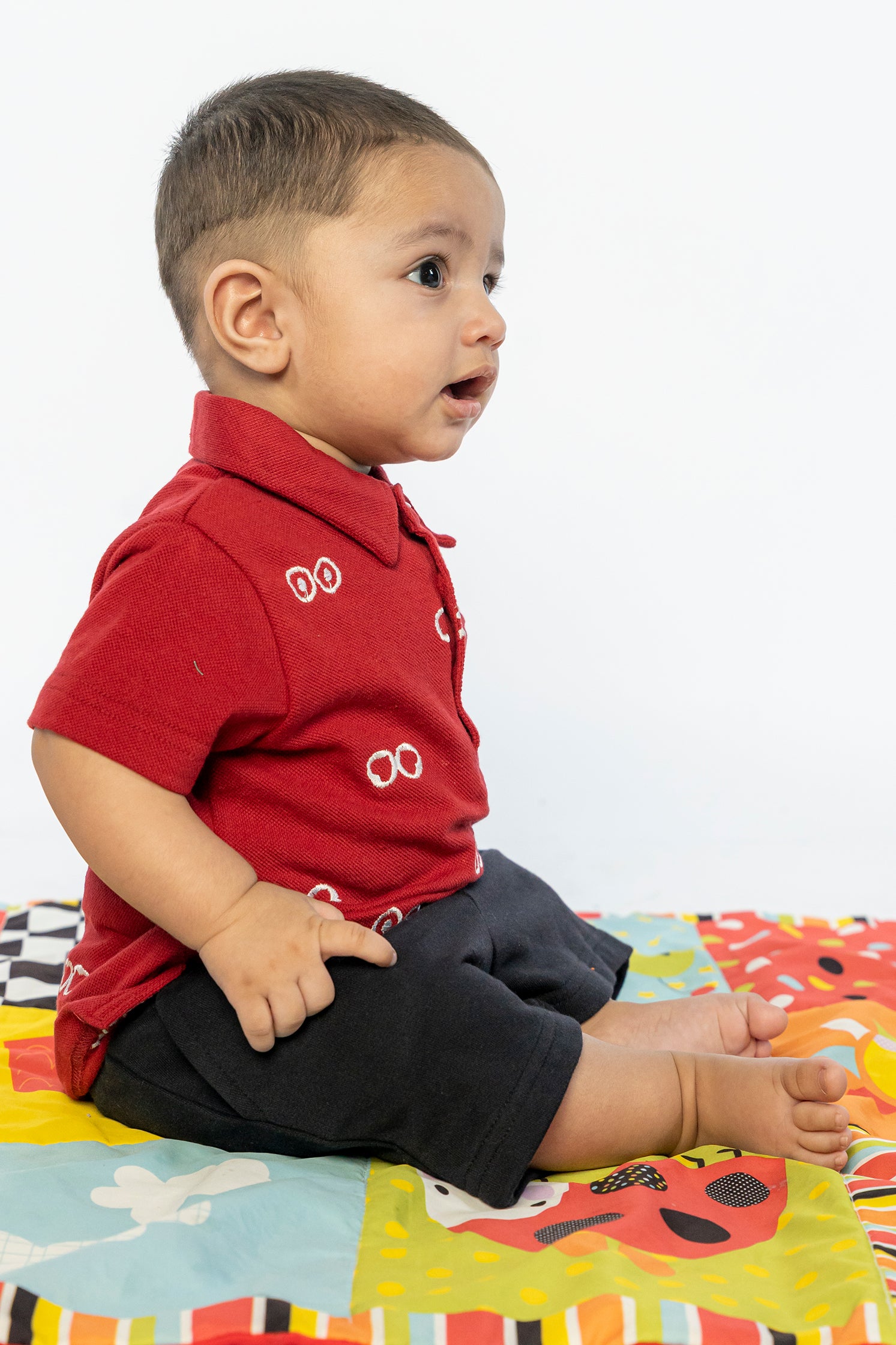 UNISEX BABY POLO MAROON WITH EMBROIDERY