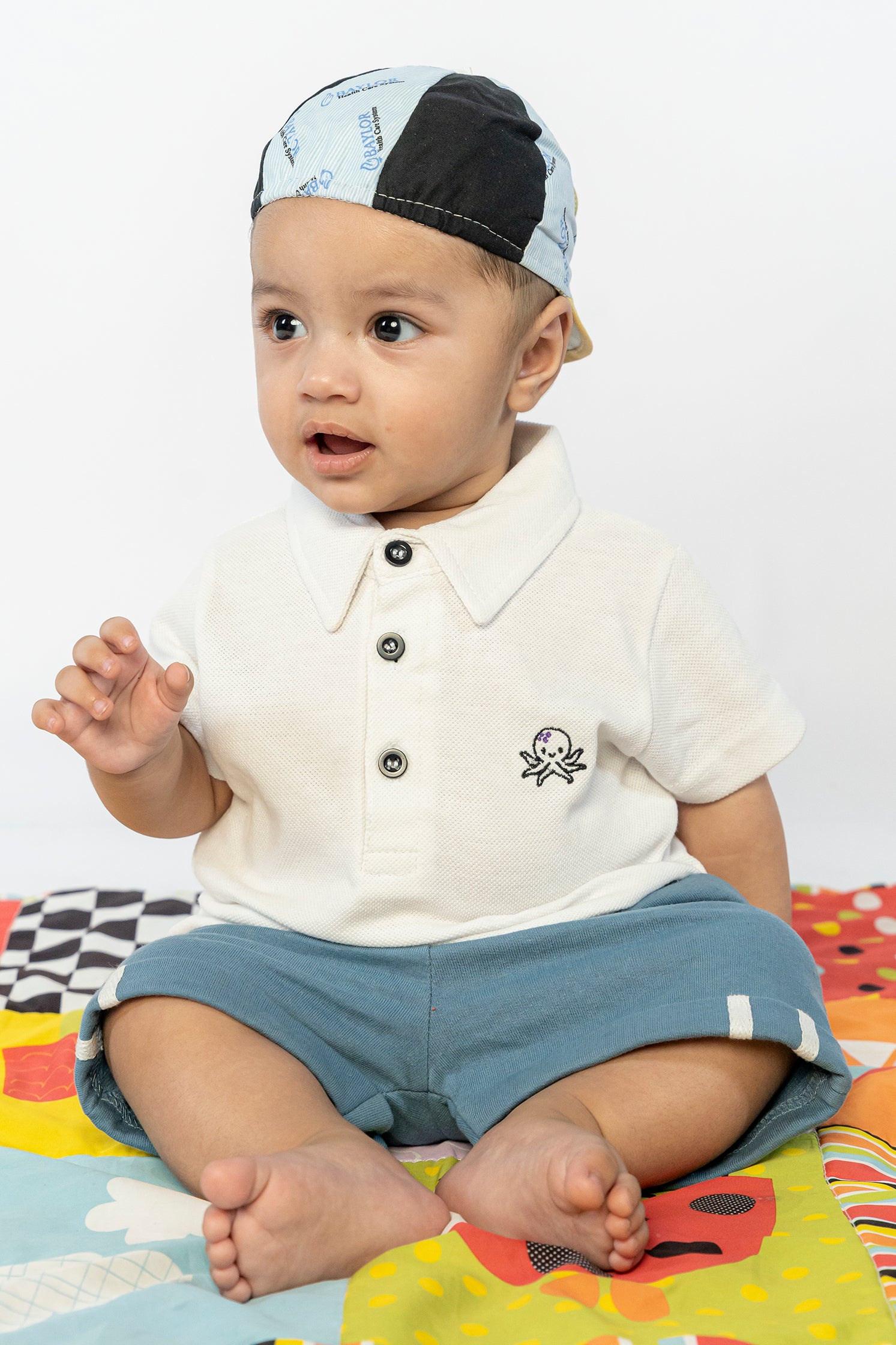 UNISEX BABY POLO WHITE WITH EMBROIDERY