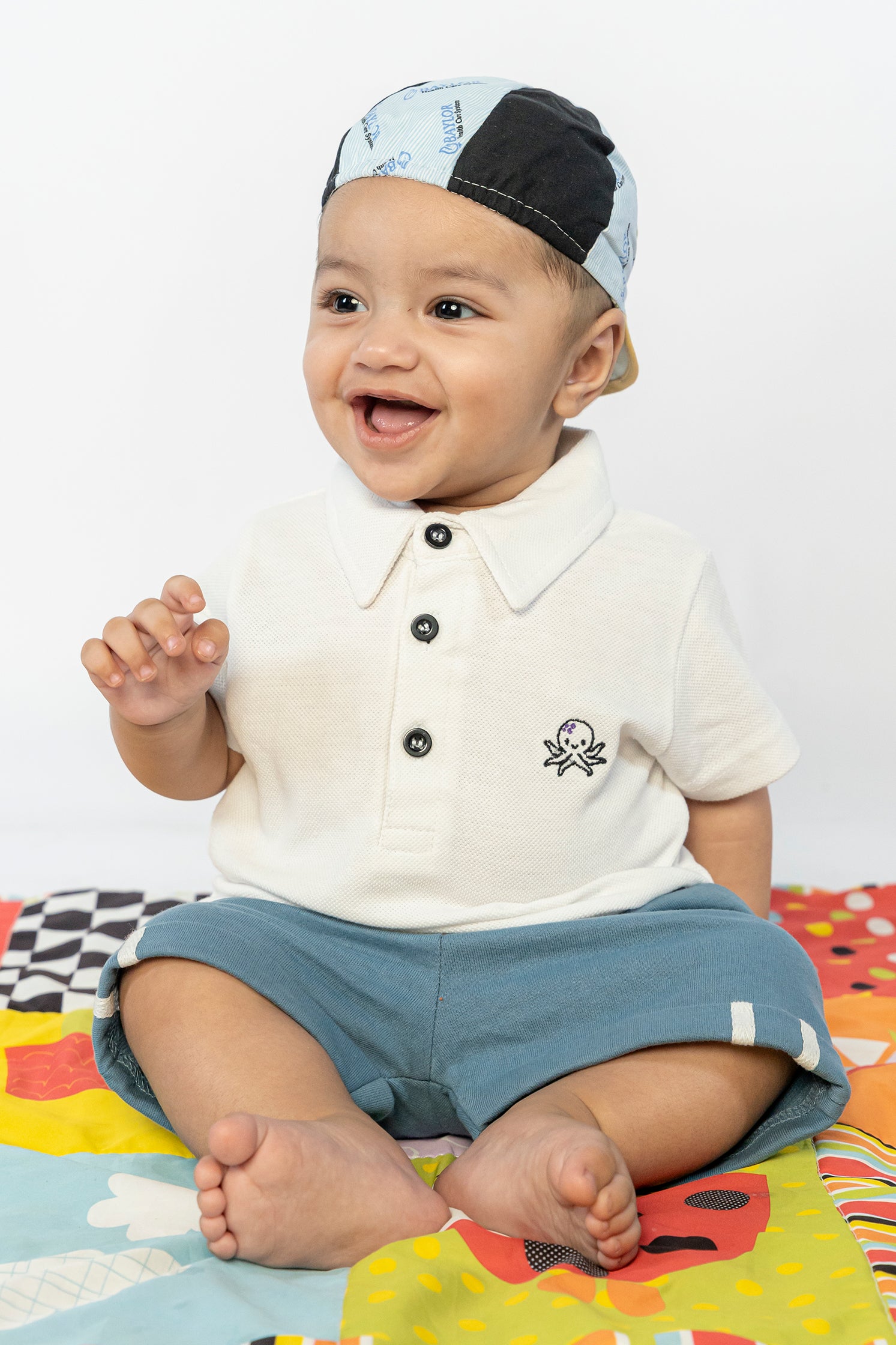 UNISEX BABY POLO WHITE WITH EMBROIDERY