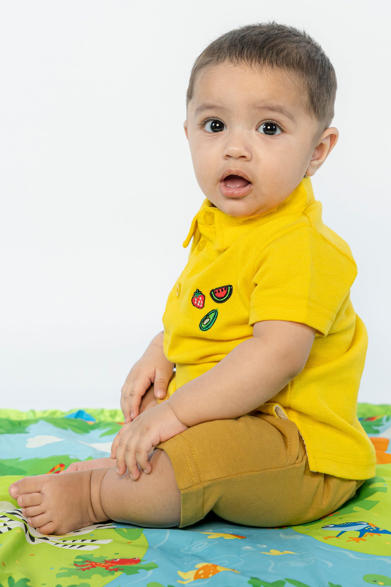 UNISEX BABY POLO YELLOW WITH EMBROIDERY