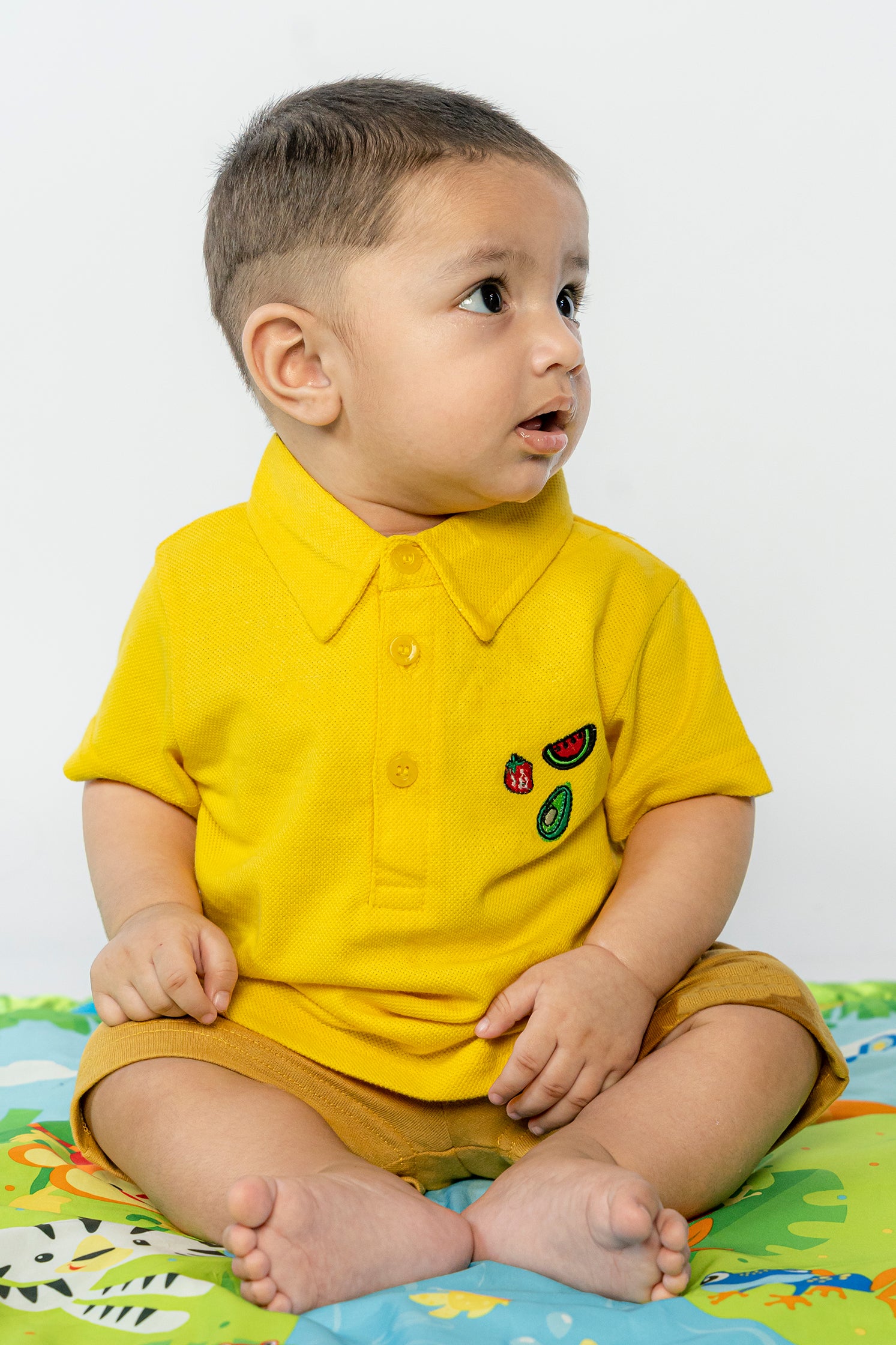 UNISEX BABY POLO YELLOW WITH EMBROIDERY