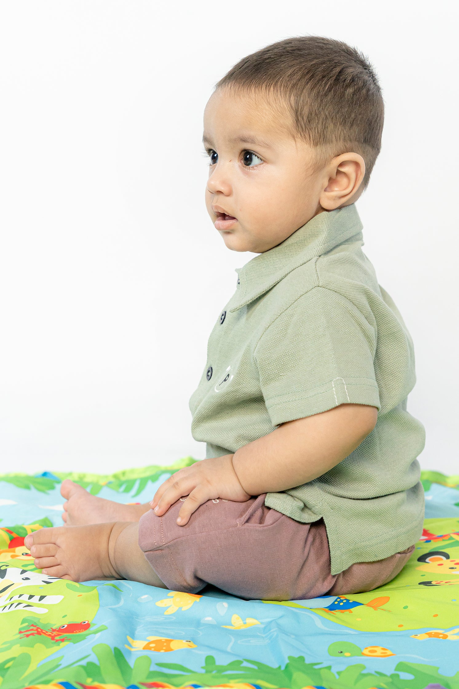 UNISEX BABY POLO GRAY WITH EMBROIDERY