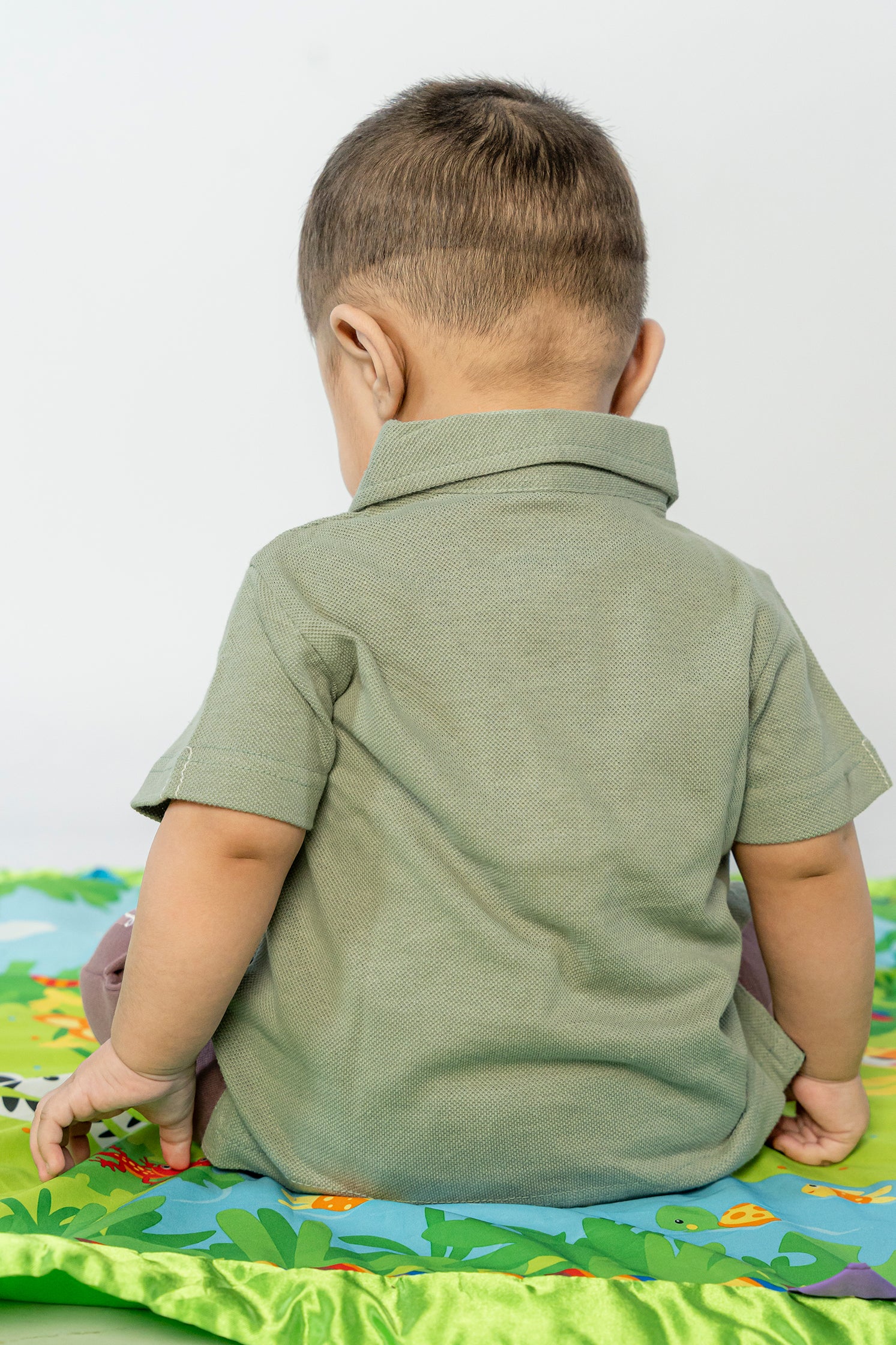 UNISEX BABY POLO GRAY WITH EMBROIDERY