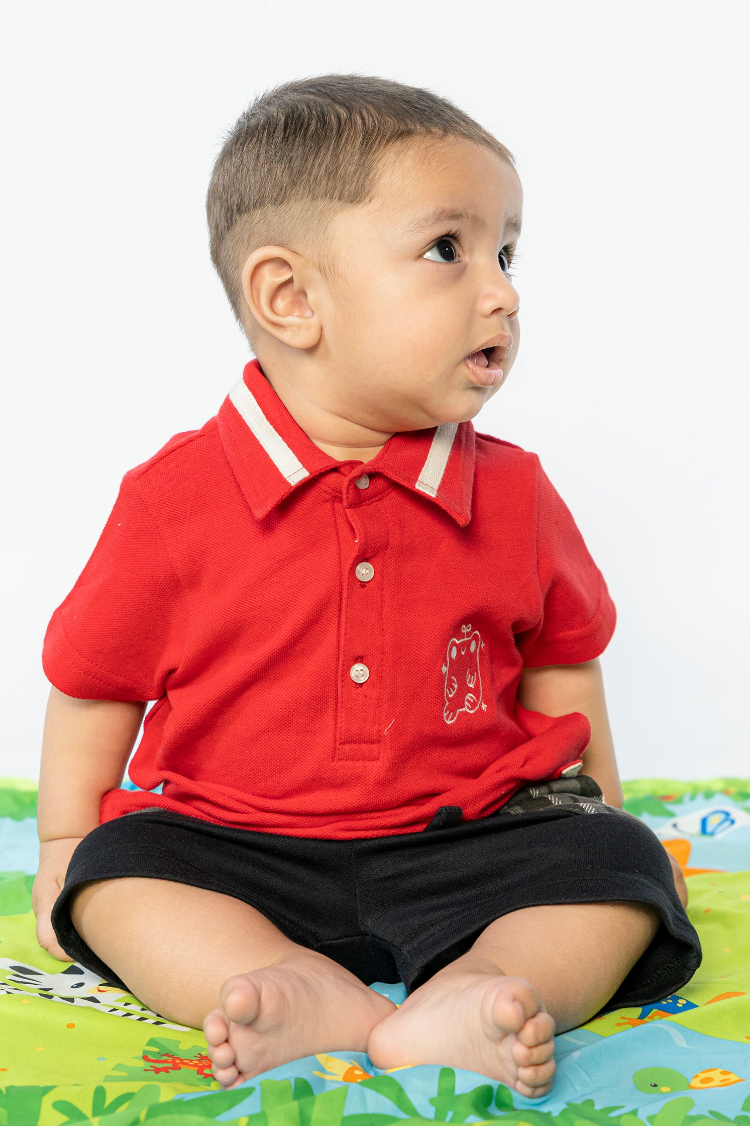 UNISEX BABY POLO MAROON WITH EMBROIDERY