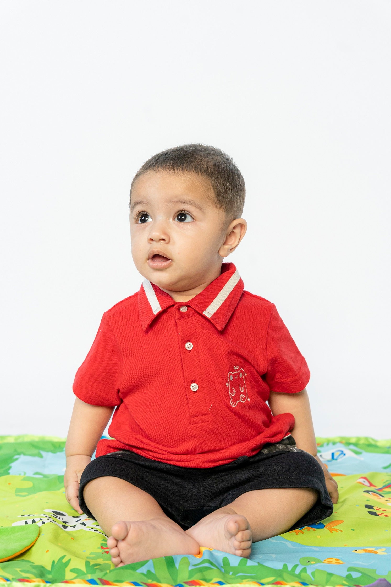 UNISEX BABY POLO MAROON WITH EMBROIDERY