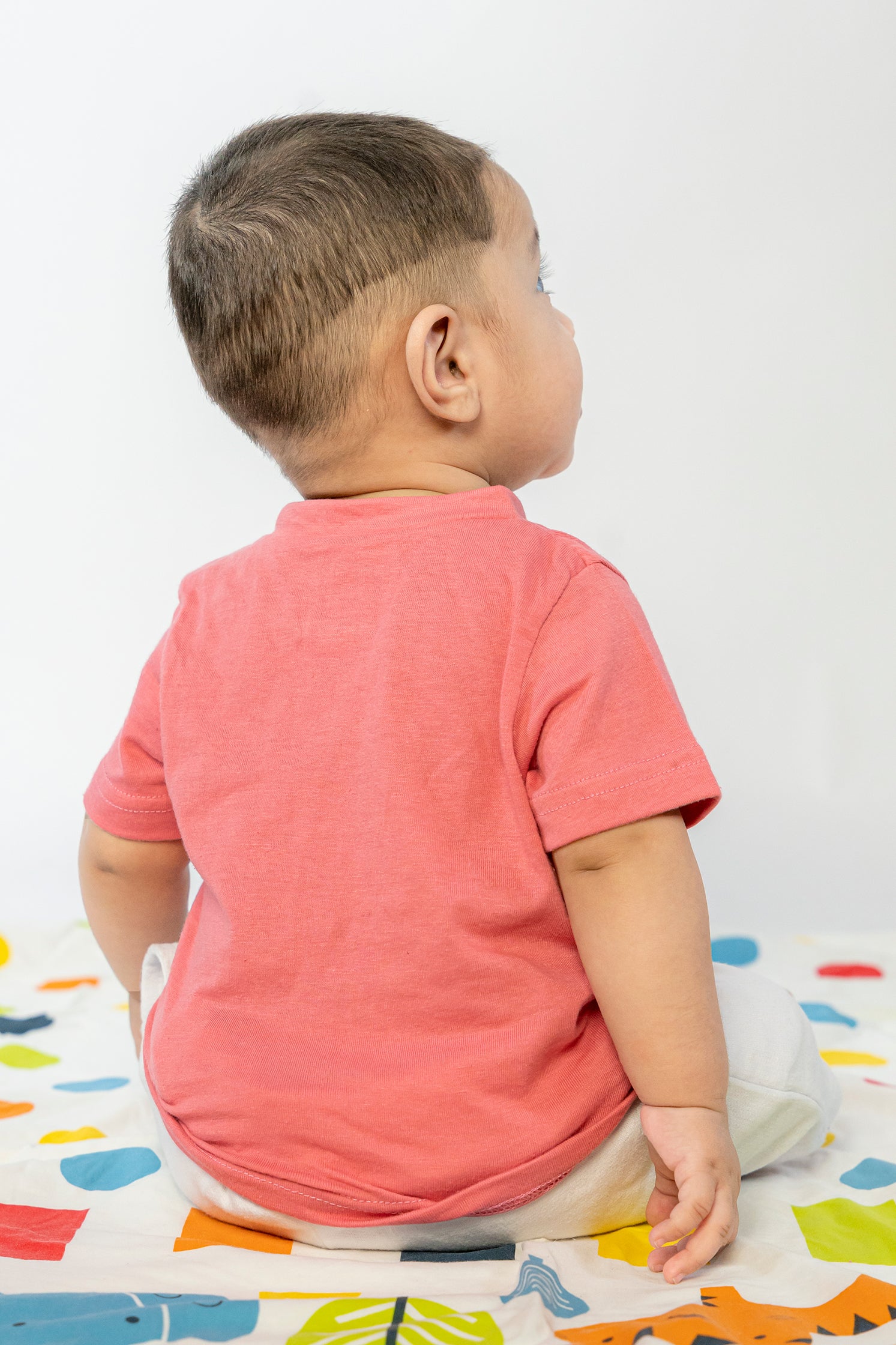 UNISEX BABY T-SHIRT PEACH PINK FRONT PRINTING