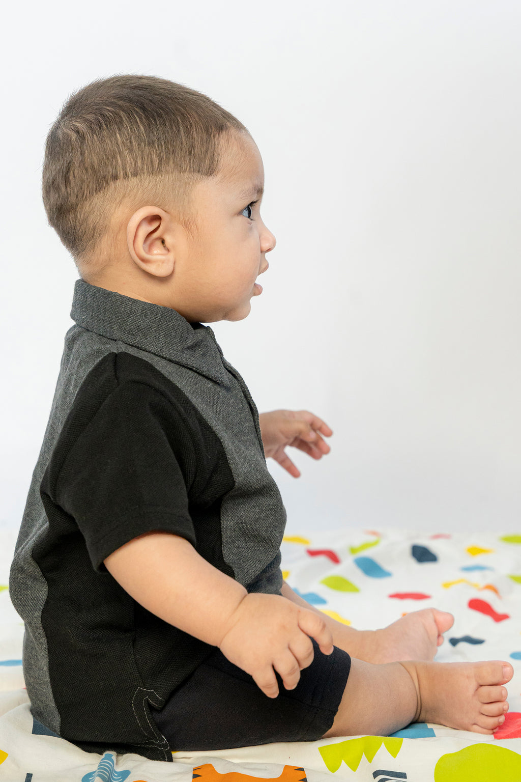UNISEX BABY POLO GRAY WITH EMBROIDERY